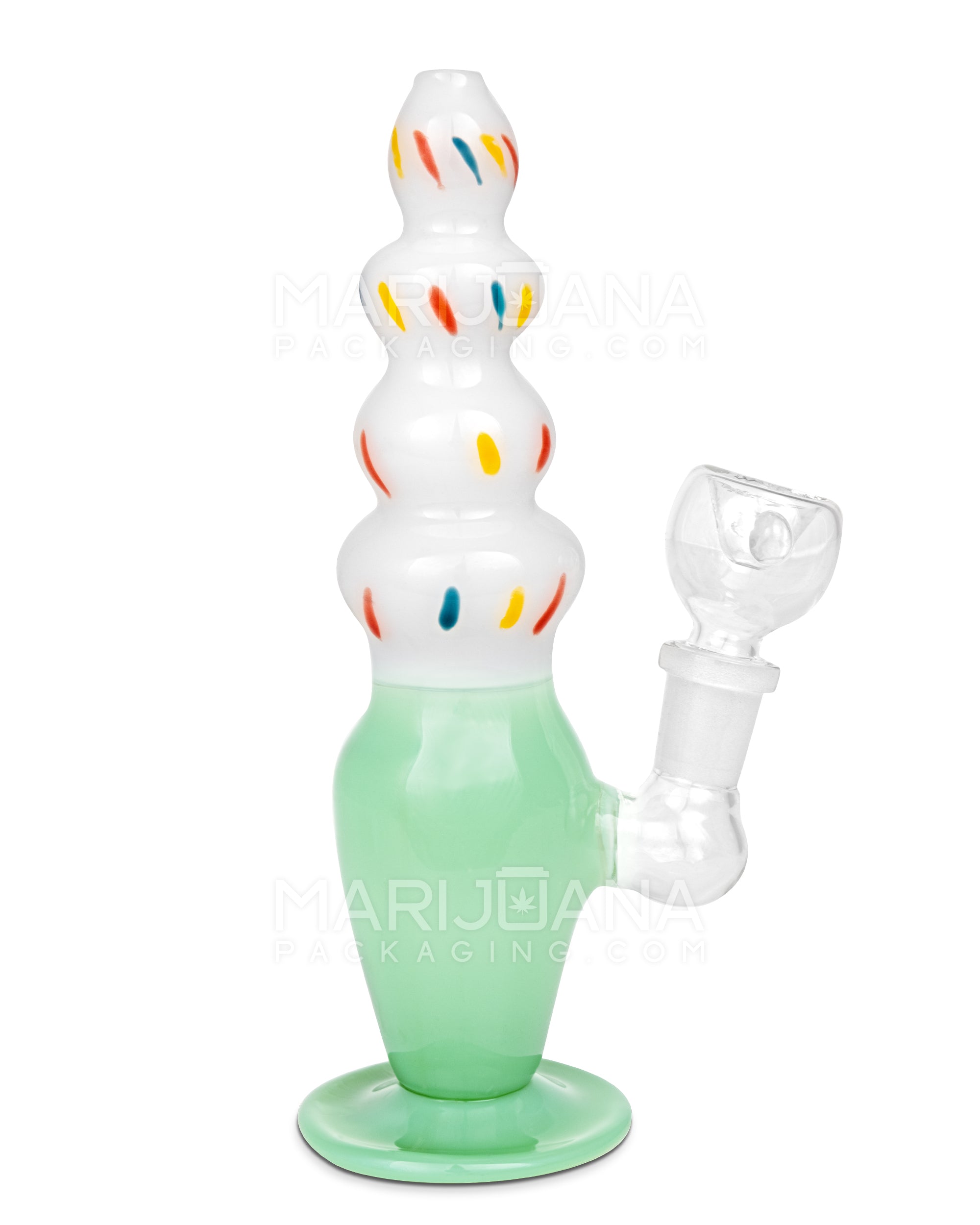 Inline Perc Glass Ice Cream Cone Water Pipe | 7.5in Tall - 14mm Bowl - Jade - 1
