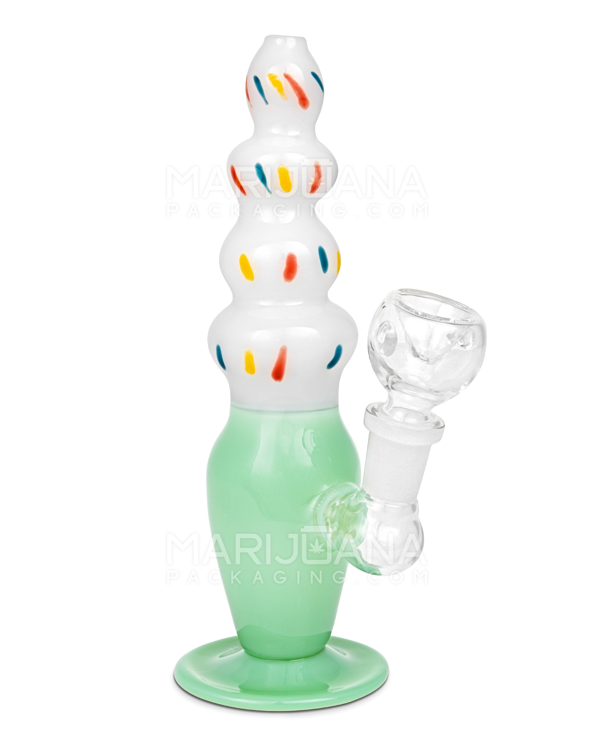 Inline Perc Glass Ice Cream Cone Water Pipe | 7.5in Tall - 14mm Bowl - Jade - 2