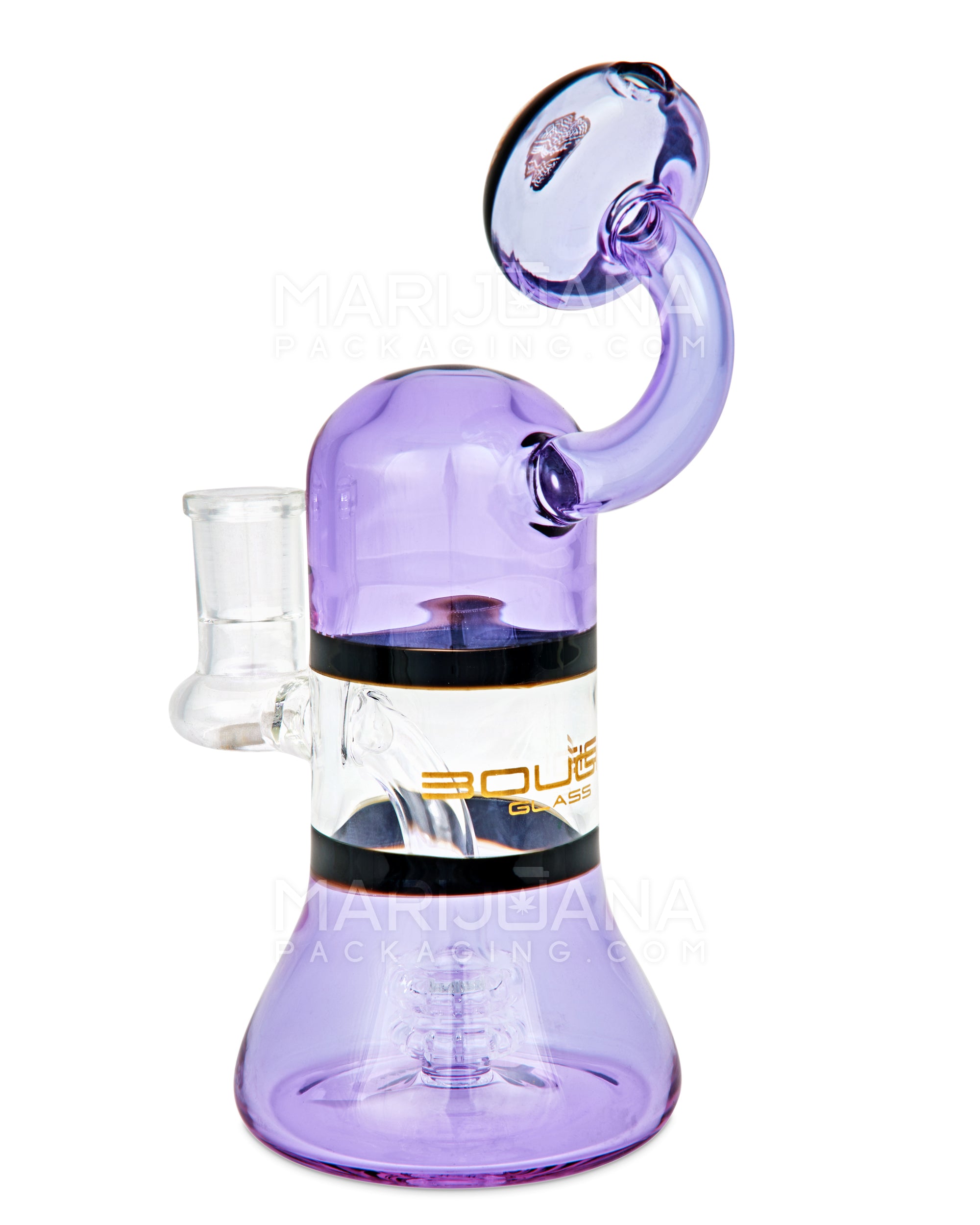 BOUGIE | Bent Neck Matrix Perc Glass Beaker Water Pipe | 8.5in Tall - 14mm Bowl - Purple - 4