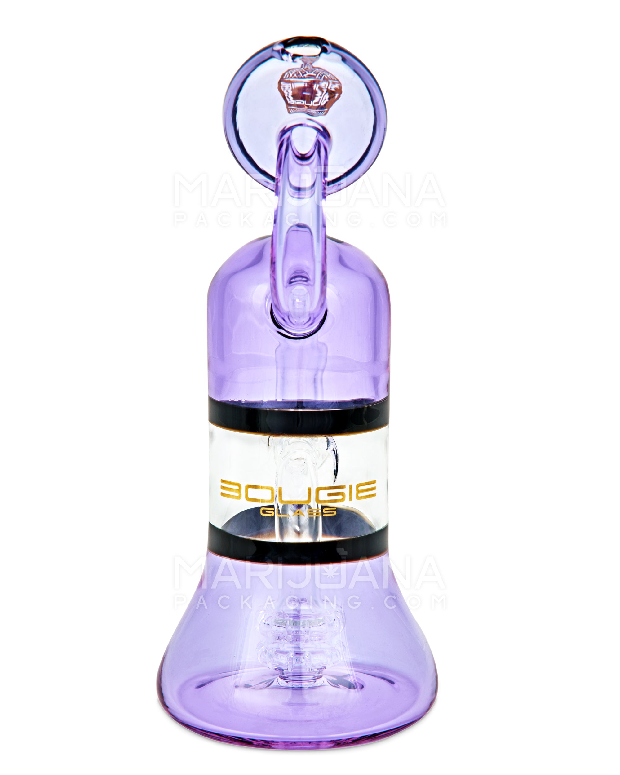 BOUGIE | Bent Neck Matrix Perc Glass Beaker Water Pipe | 8.5in Tall - 14mm Bowl - Purple - 8