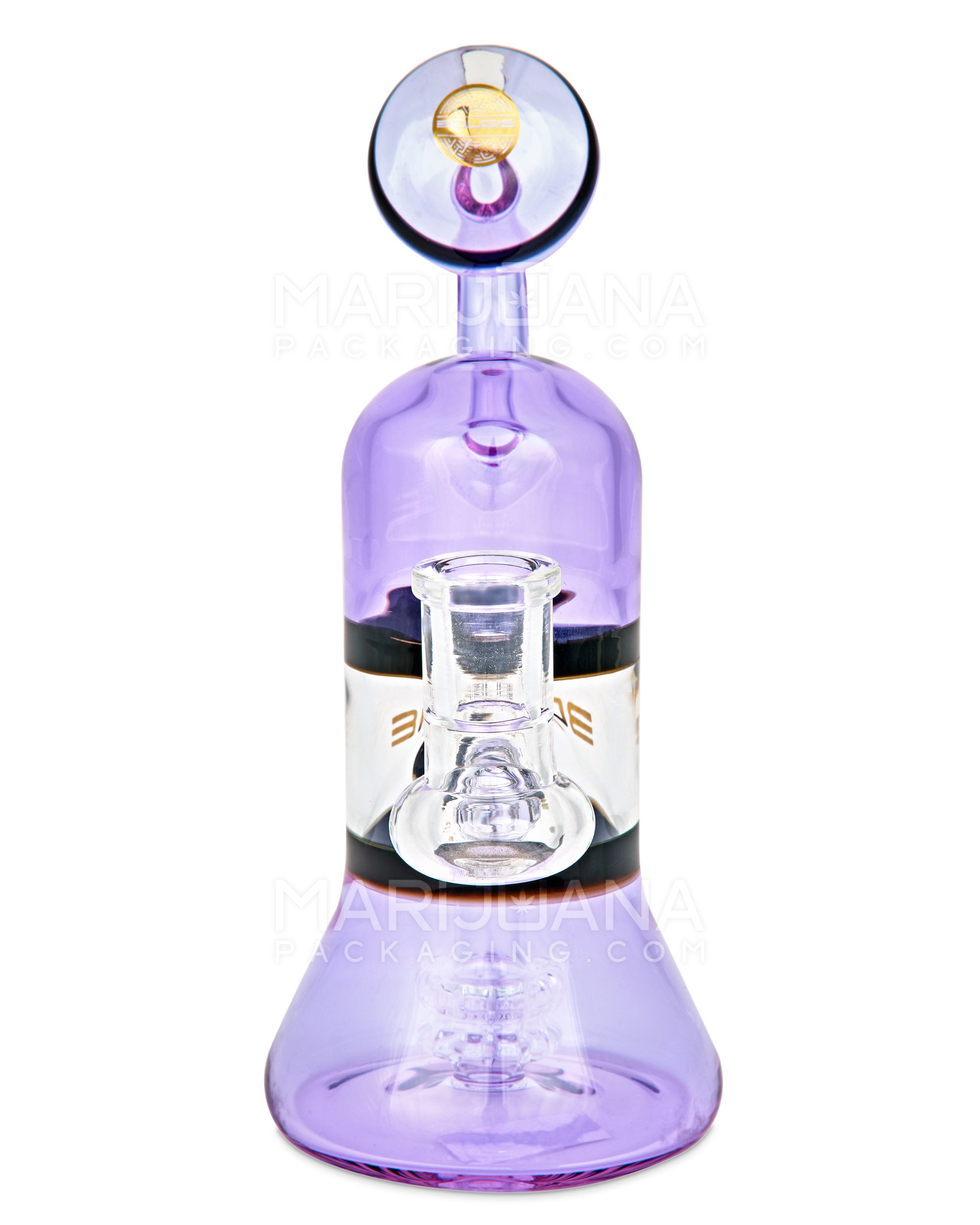 BOUGIE | Bent Neck Matrix Perc Glass Beaker Water Pipe | 8.5in Tall - 14mm Bowl - Purple - 3