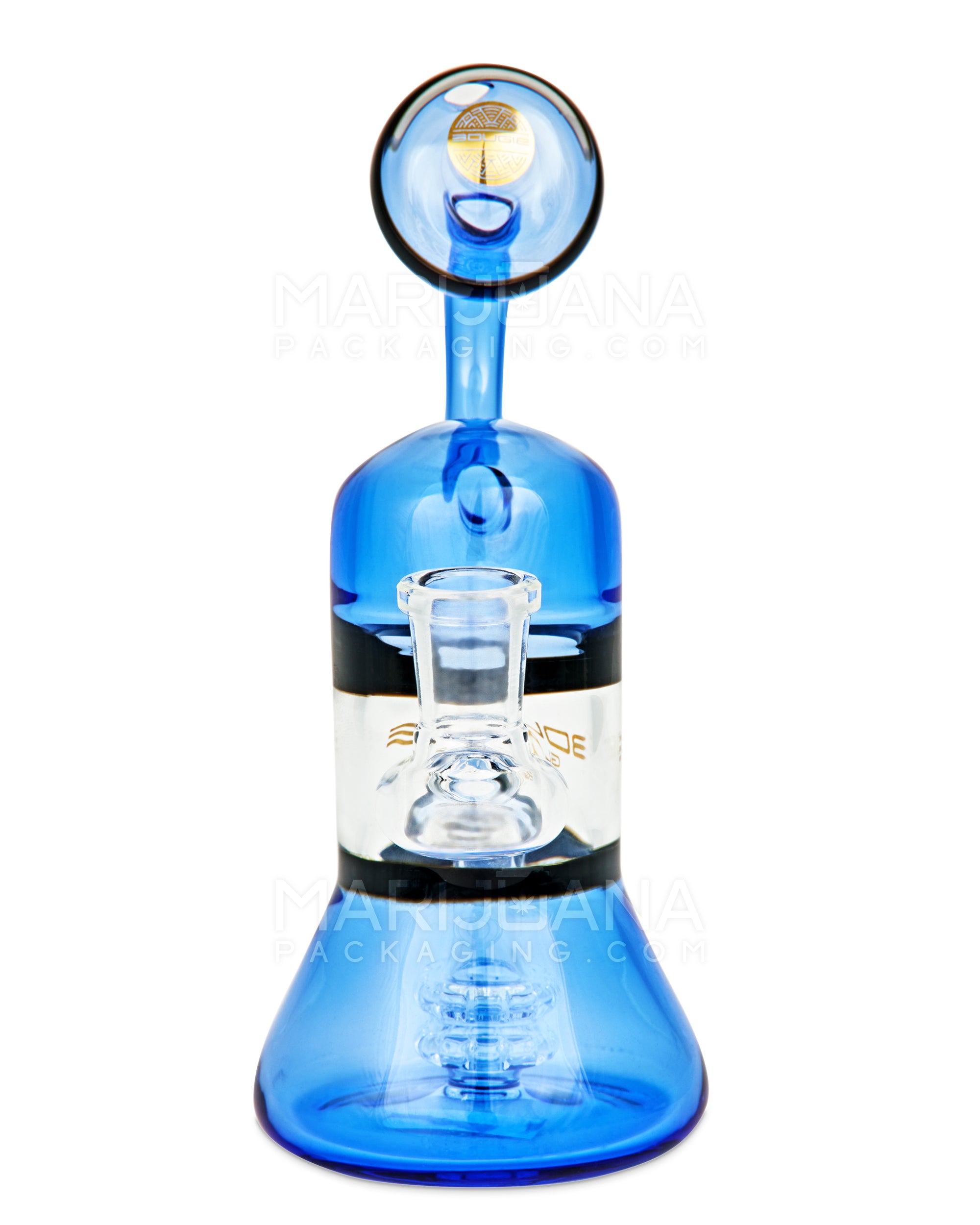 BOUGIE | Bent Neck Matrix Perc Glass Beaker Water Pipe | 8.5in Tall - 14mm Bowl - Blue - 3