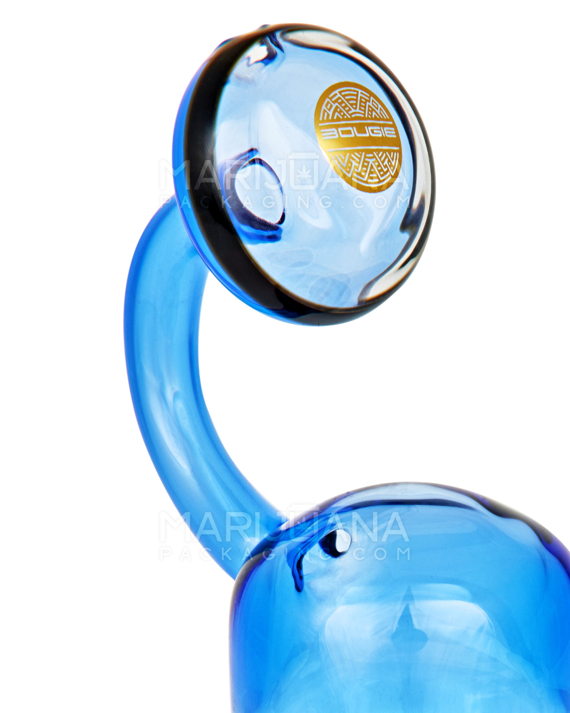 BOUGIE | Bent Neck Matrix Perc Glass Beaker Water Pipe | 8.5in Tall - 14mm Bowl - Blue - 7