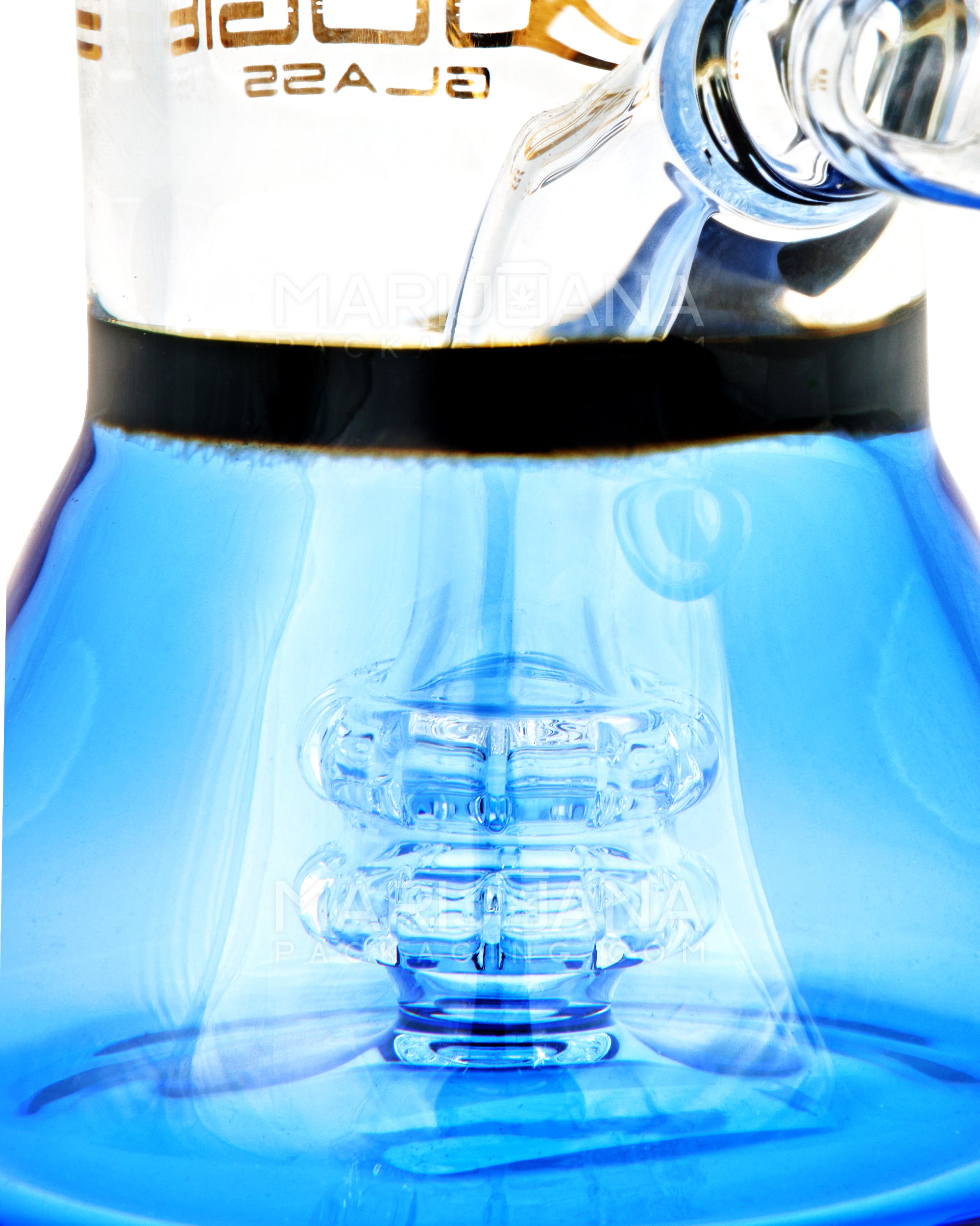 BOUGIE | Bent Neck Matrix Perc Glass Beaker Water Pipe | 8.5in Tall - 14mm Bowl - Blue - 5