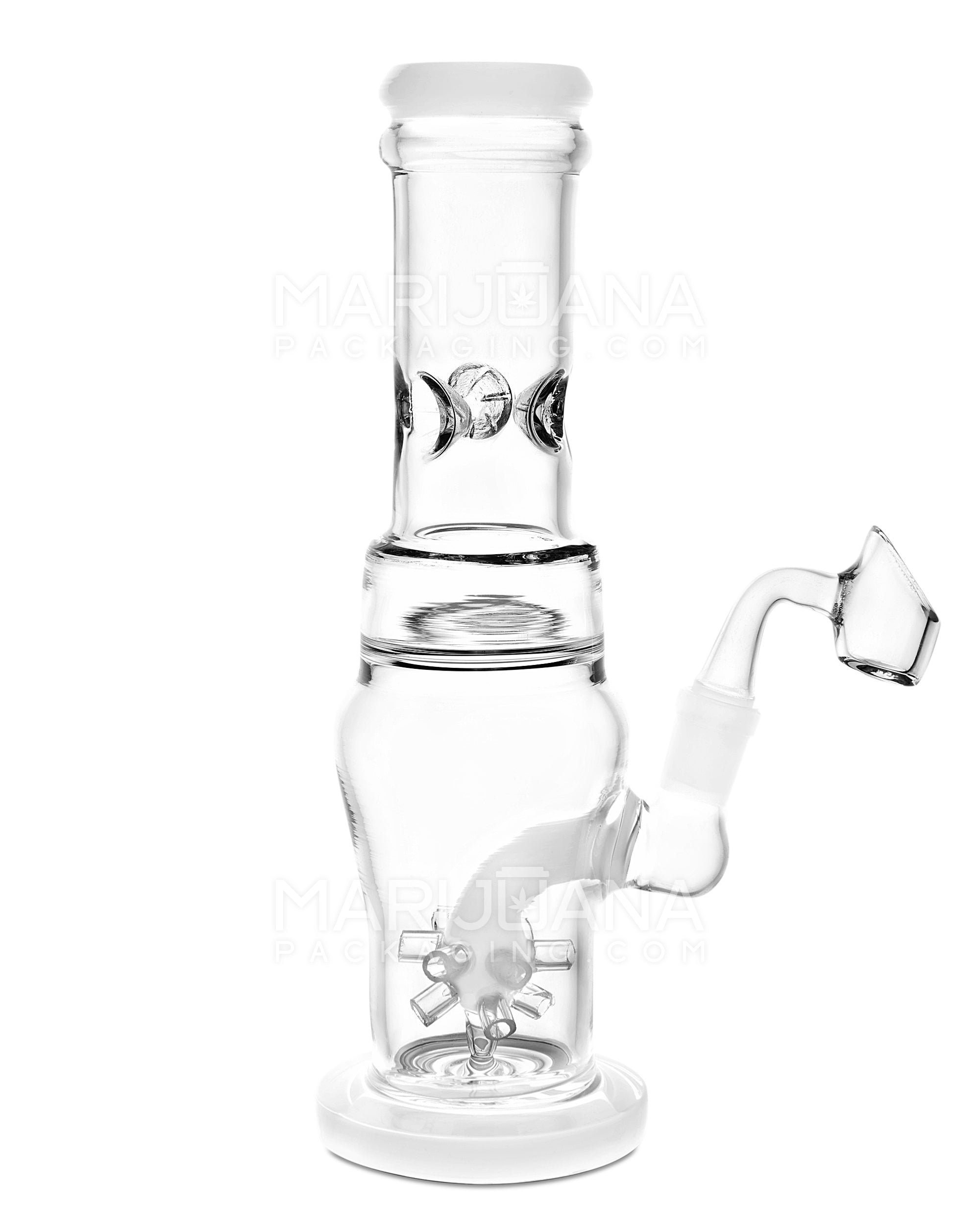 Straight Neck Atomic Perc Dab Rig w/ Ice Catcher & Thick Base | 10in Tall - 14mm Banger - White - 1