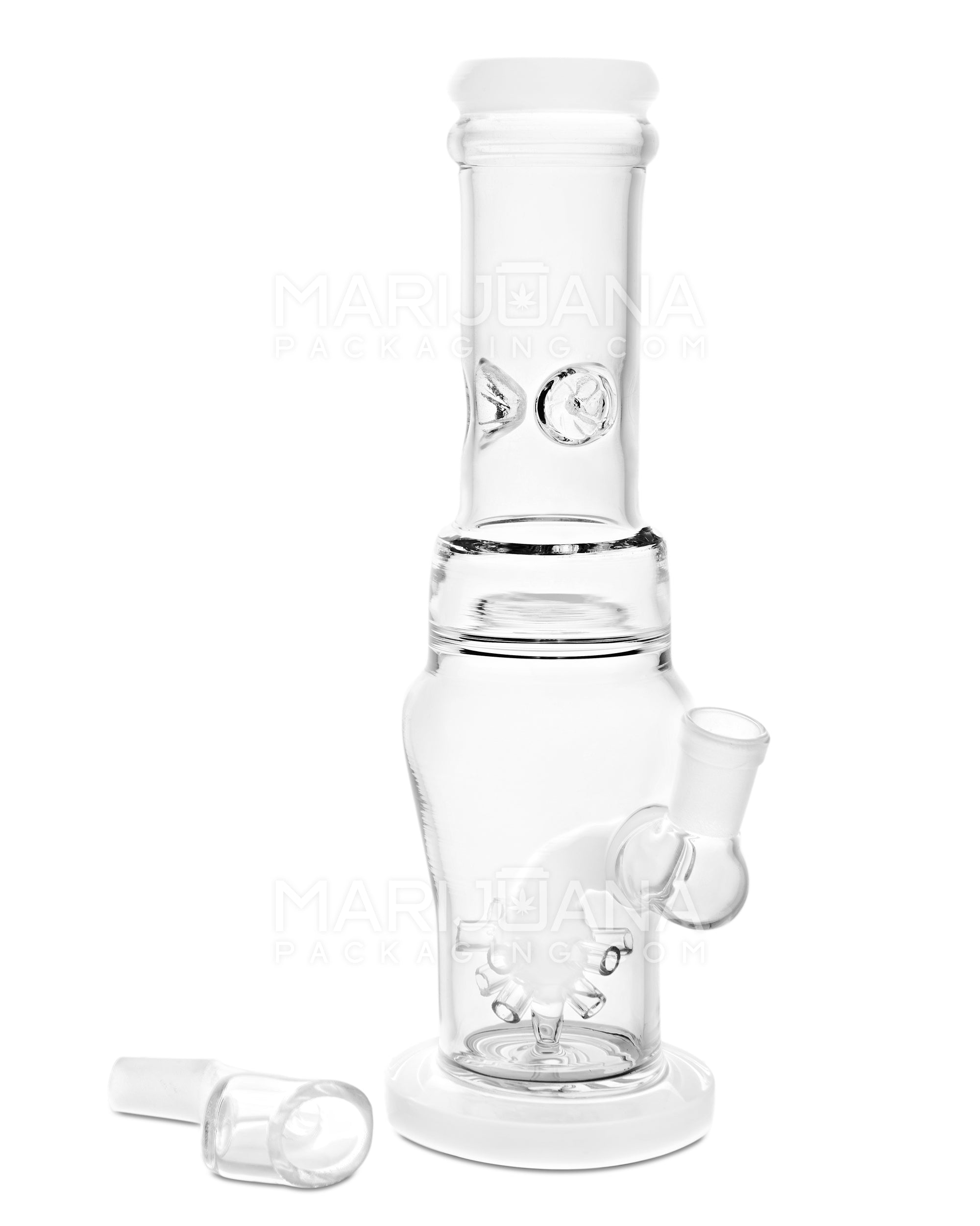 Straight Neck Atomic Perc Dab Rig w/ Ice Catcher & Thick Base | 10in Tall - 14mm Banger - White - 2