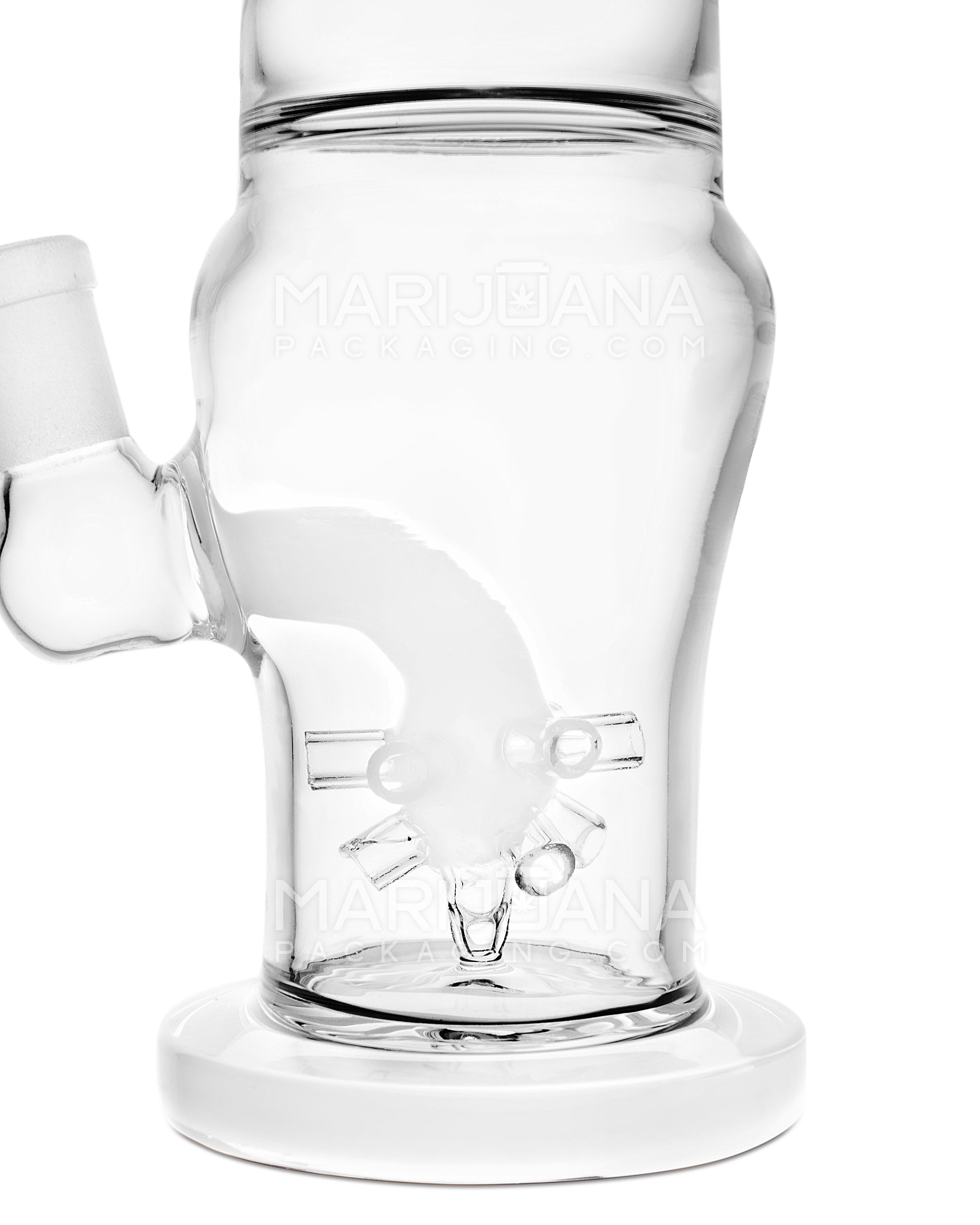 Straight Neck Atomic Perc Dab Rig w/ Ice Catcher & Thick Base | 10in Tall - 14mm Banger - White - 3