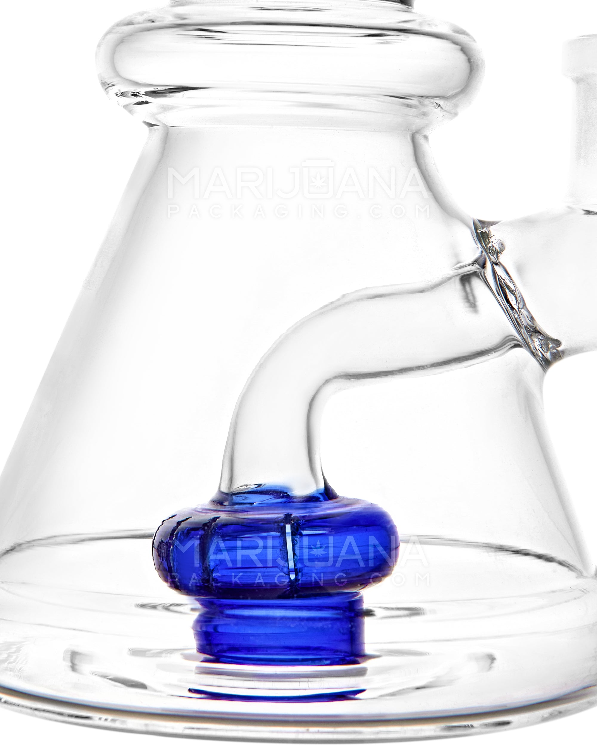 Bent Neck Circ Perc Glass Beaker Water Pipe | 8in Tall - 14mm Bowl - Blue - 3
