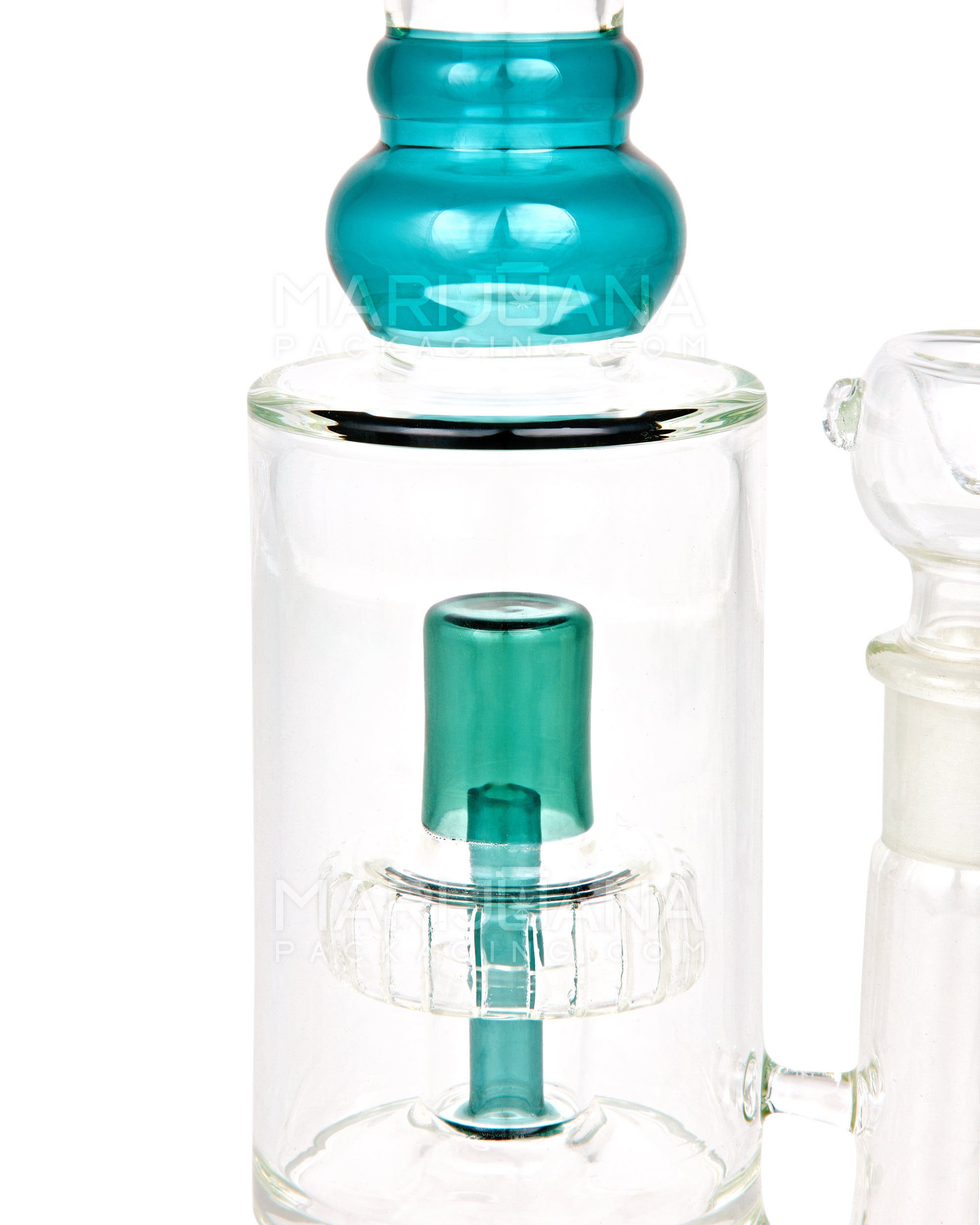 Double Chamber | Straight Neck Showerhead Perc Glass Water Pipe w/ Thick Base | 13in Tall - 18mm Bowl - Teal - 5