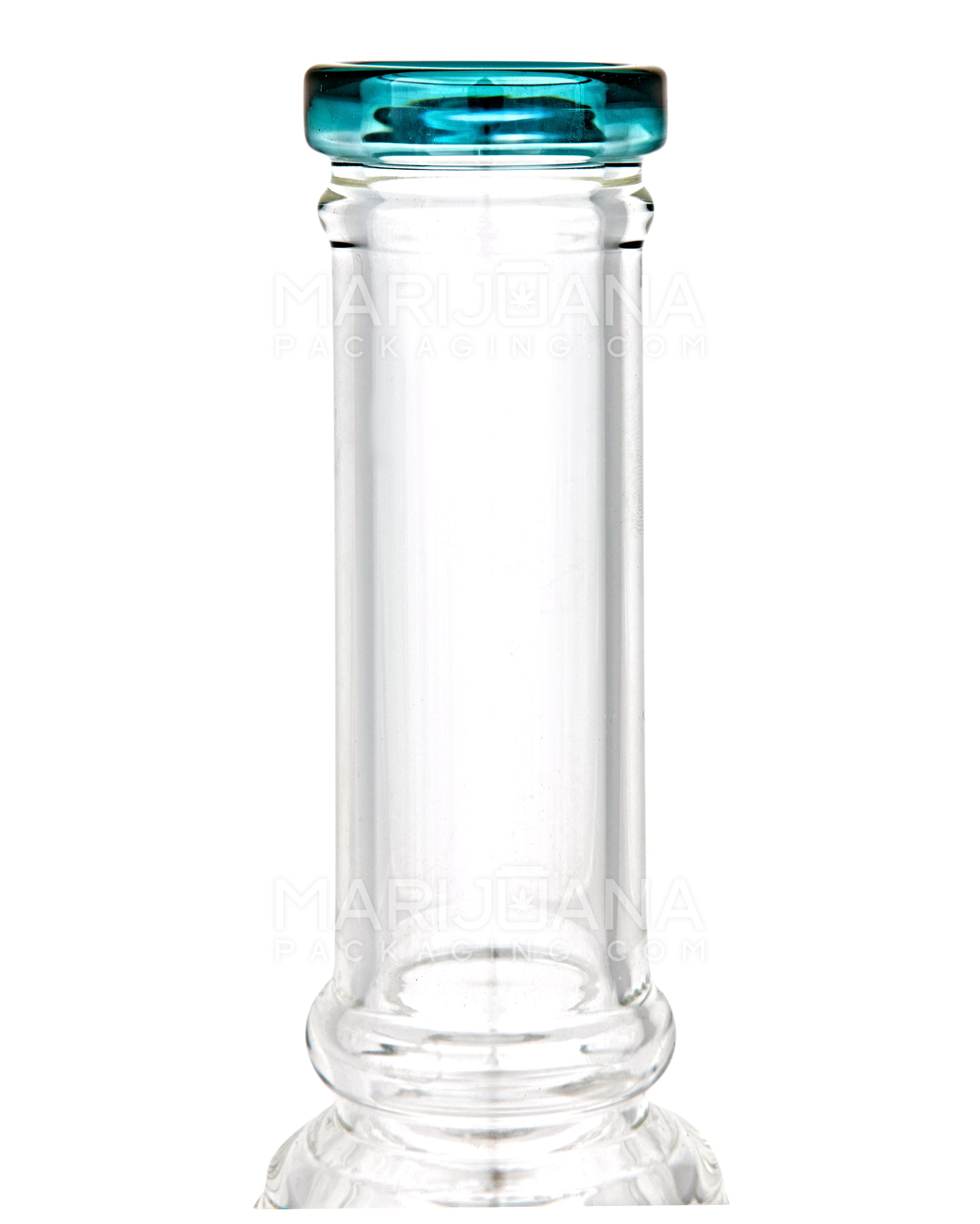 Double Chamber | Straight Neck Matrix Perc Glass Water Pipe w/ Thick Base | 13in Tall - 18mm Bowl - Teal - 3