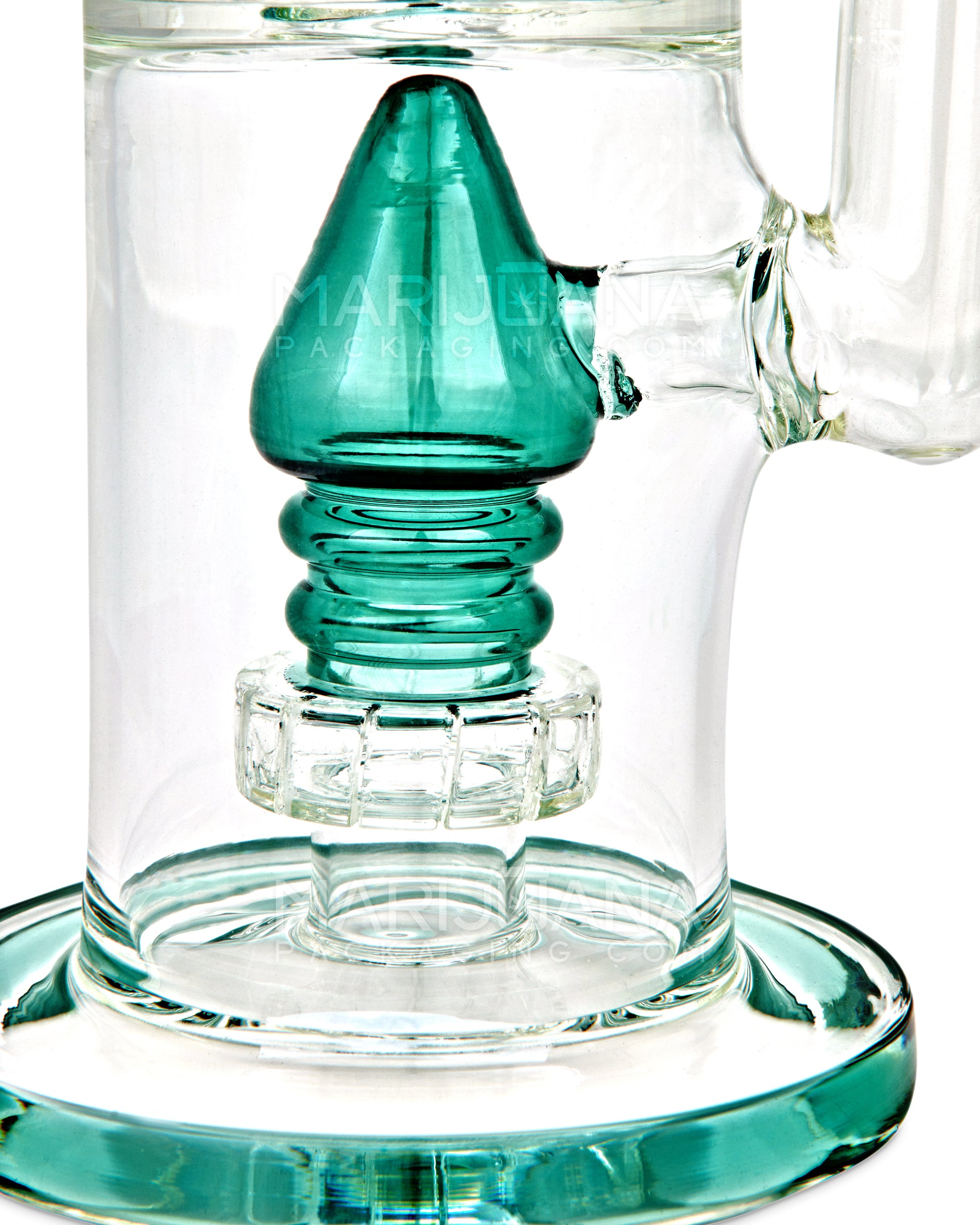 Double Chamber | Straight Neck Matrix Perc Glass Water Pipe w/ Thick Base | 13in Tall - 18mm Bowl - Teal - 5