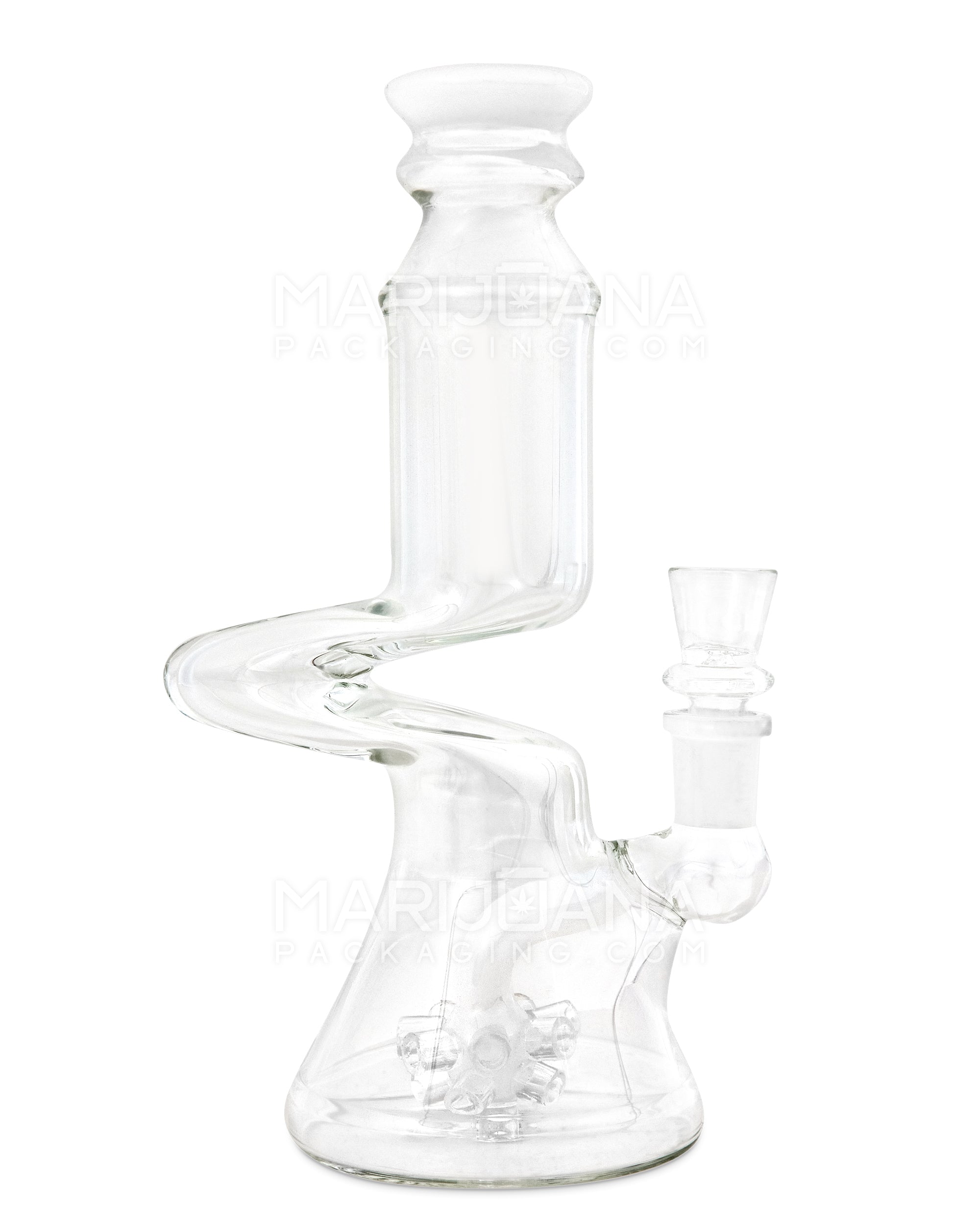 Z-Neck Atomic Perc Glass Beaker Water Pipe | 7in Tall - 14mm Bowl - White - 1