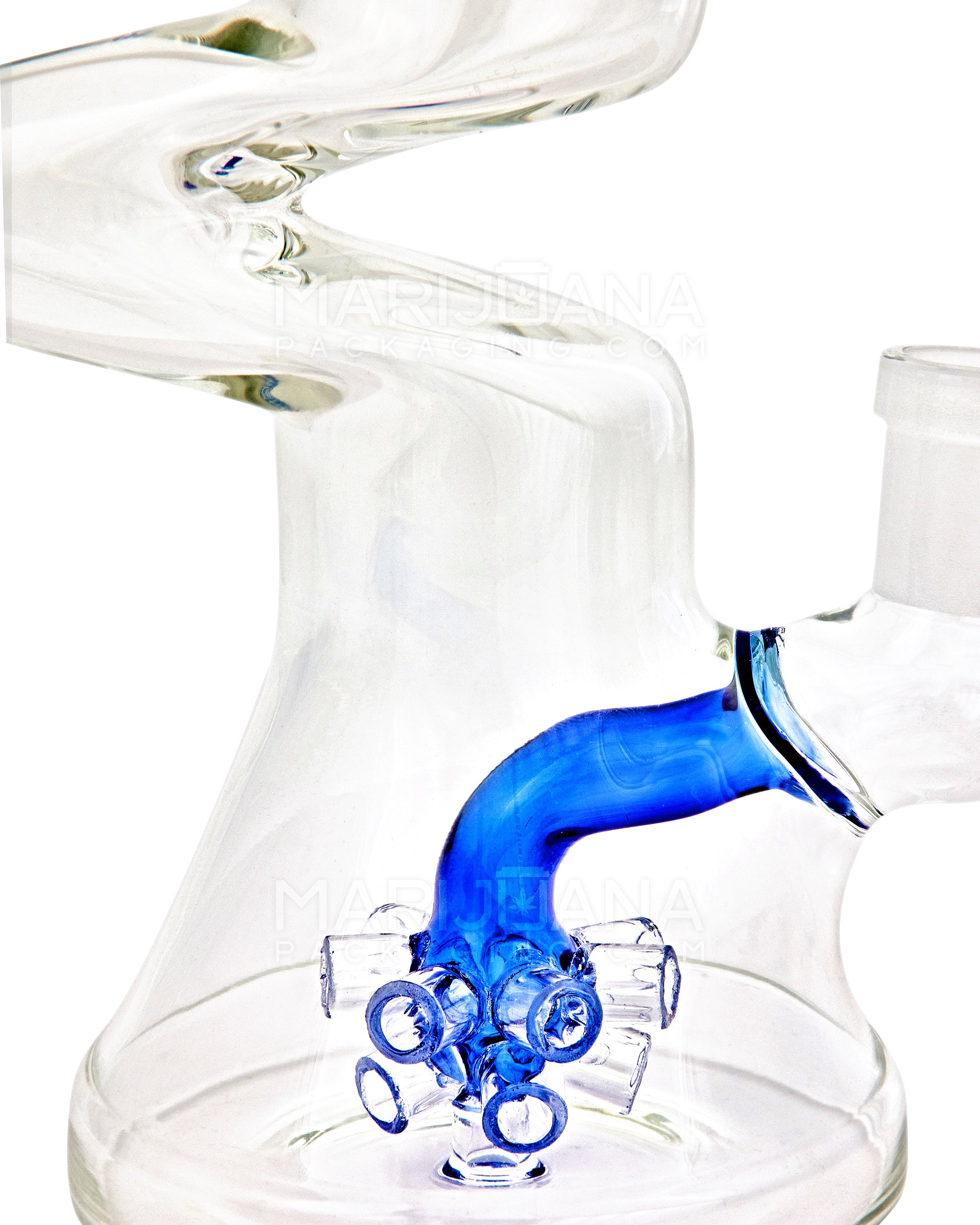Z-Neck Atomic Perc Glass Beaker Water Pipe | 7in Tall - 14mm Bowl - Blue - 4