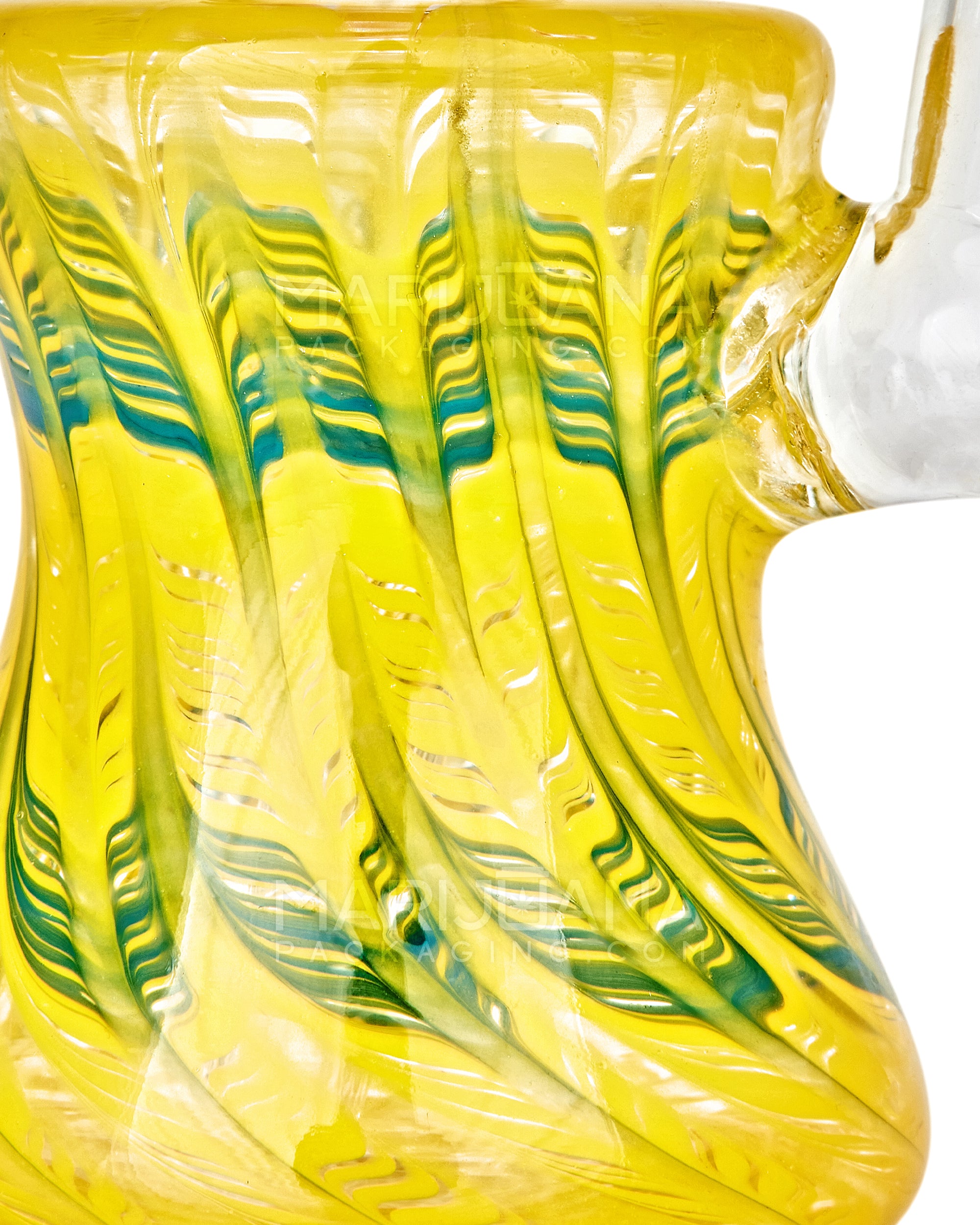 Bent Neck Raked Glass Bell Water Pipe | 6.5in Tall - 14mm Bowl - Yellow - 3