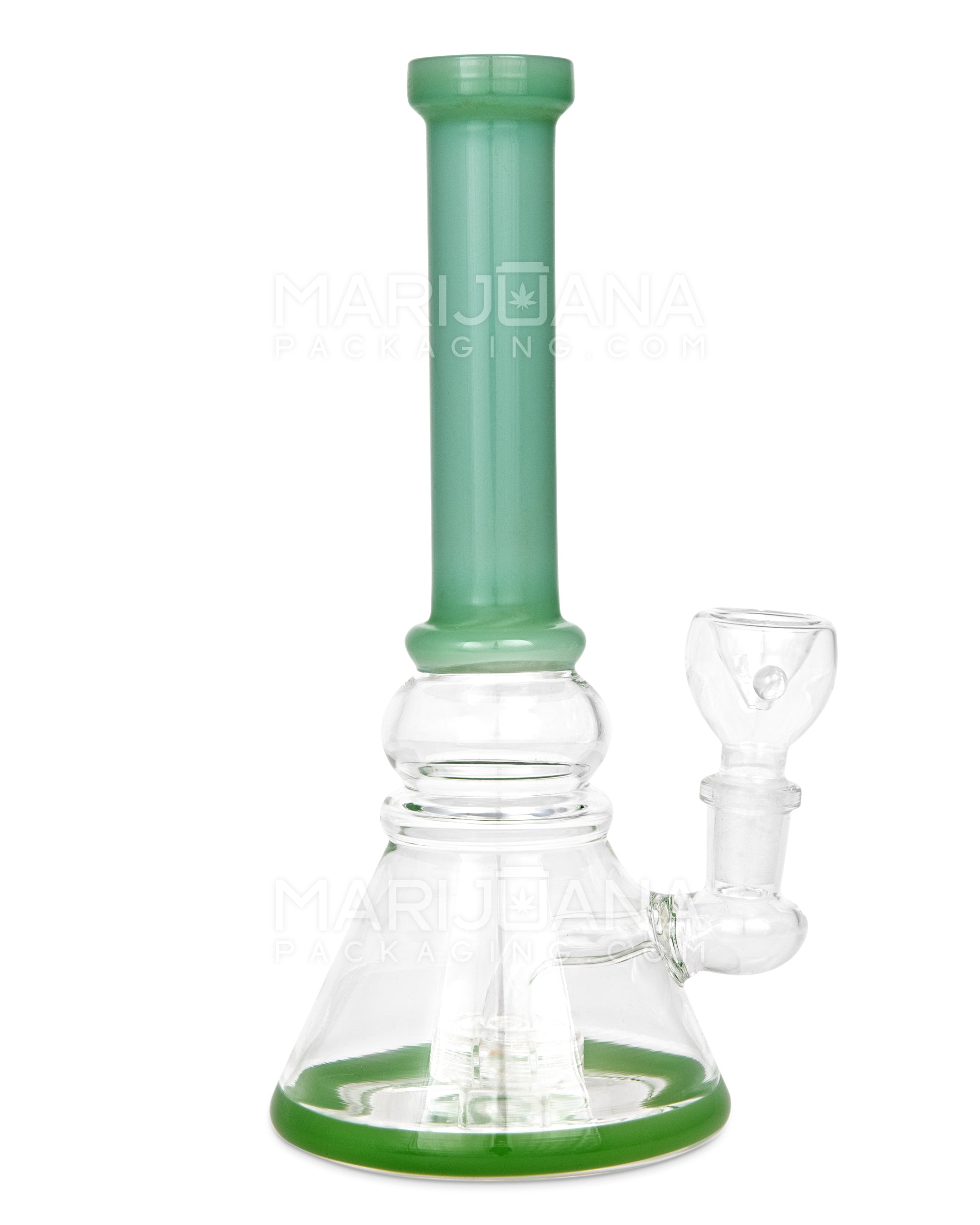 Straight Neck Showerhead Percolator Glass Beaker Water Pipe | 8in Tall - 14mm Bowl - Jade - 1