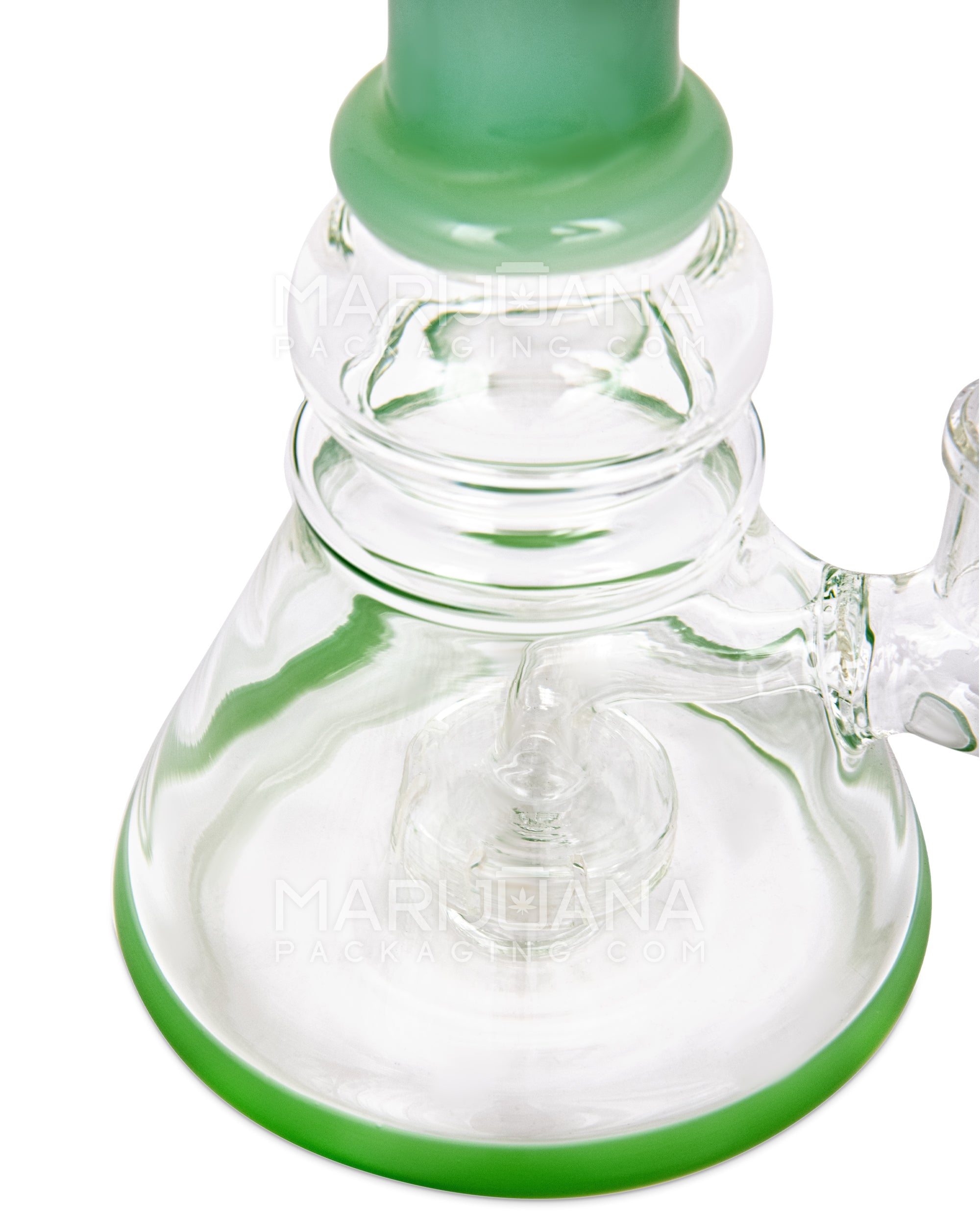 Straight Neck Showerhead Percolator Glass Beaker Water Pipe | 8in Tall - 14mm Bowl - Jade - 3