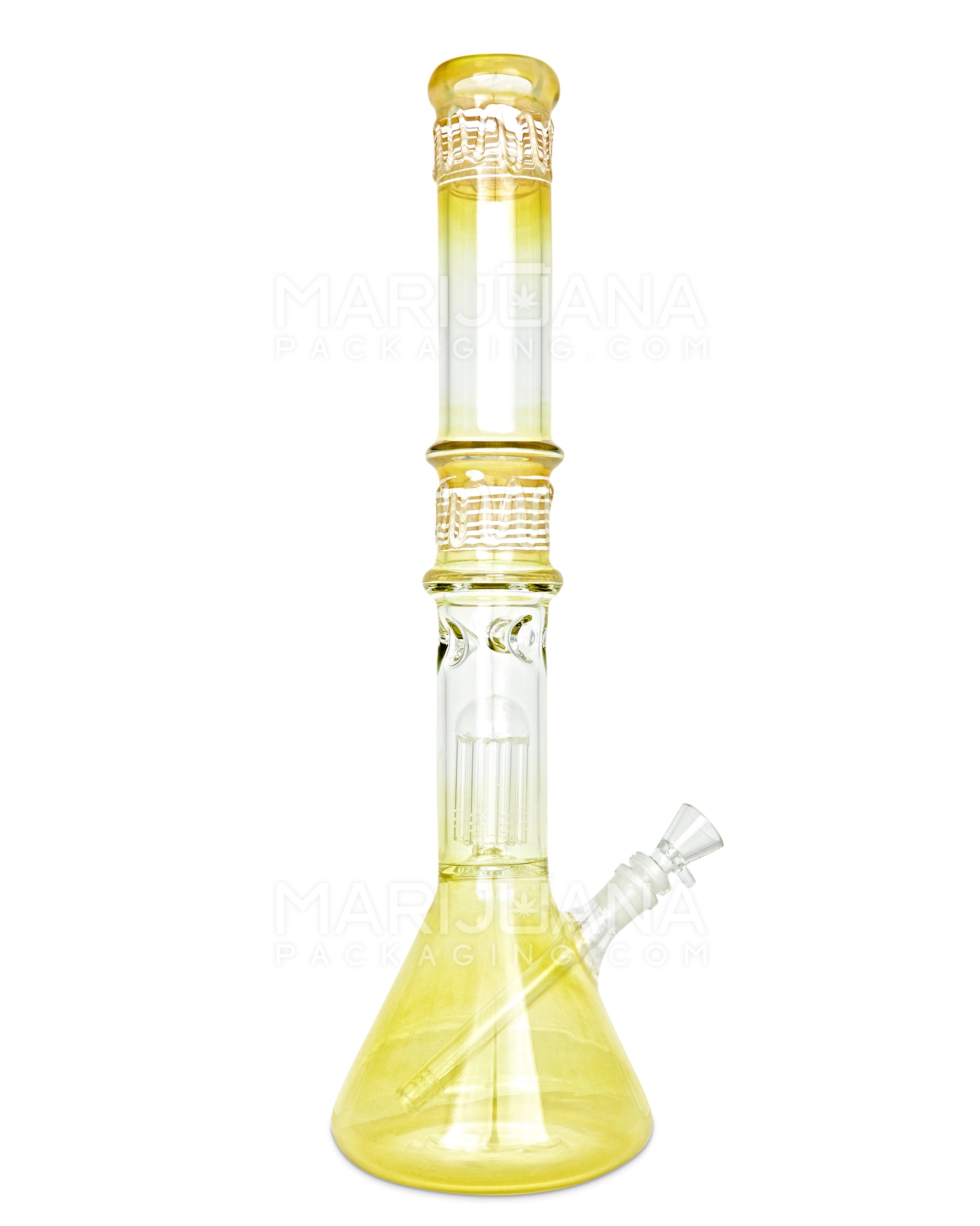 USA Glass | Straight Neck Tree Perc Fumed Glass Beaker Water Pipe w/ Ice Catcher | 18in Tall - 18mm Bowl - Assorted - 6