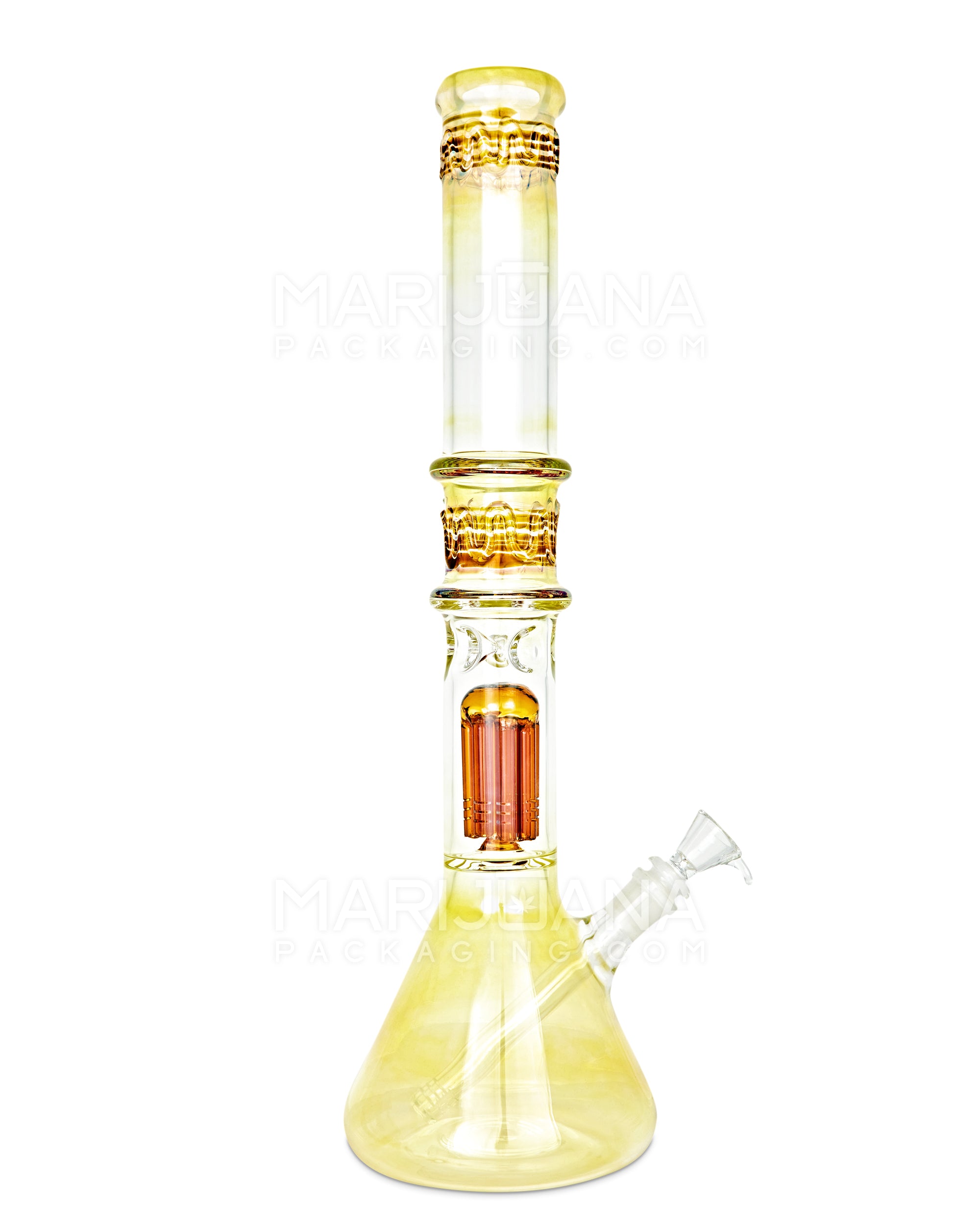 USA Glass | Straight Neck Tree Perc Fumed Glass Beaker Water Pipe w/ Ice Catcher | 18in Tall - 18mm Bowl - Assorted - 7