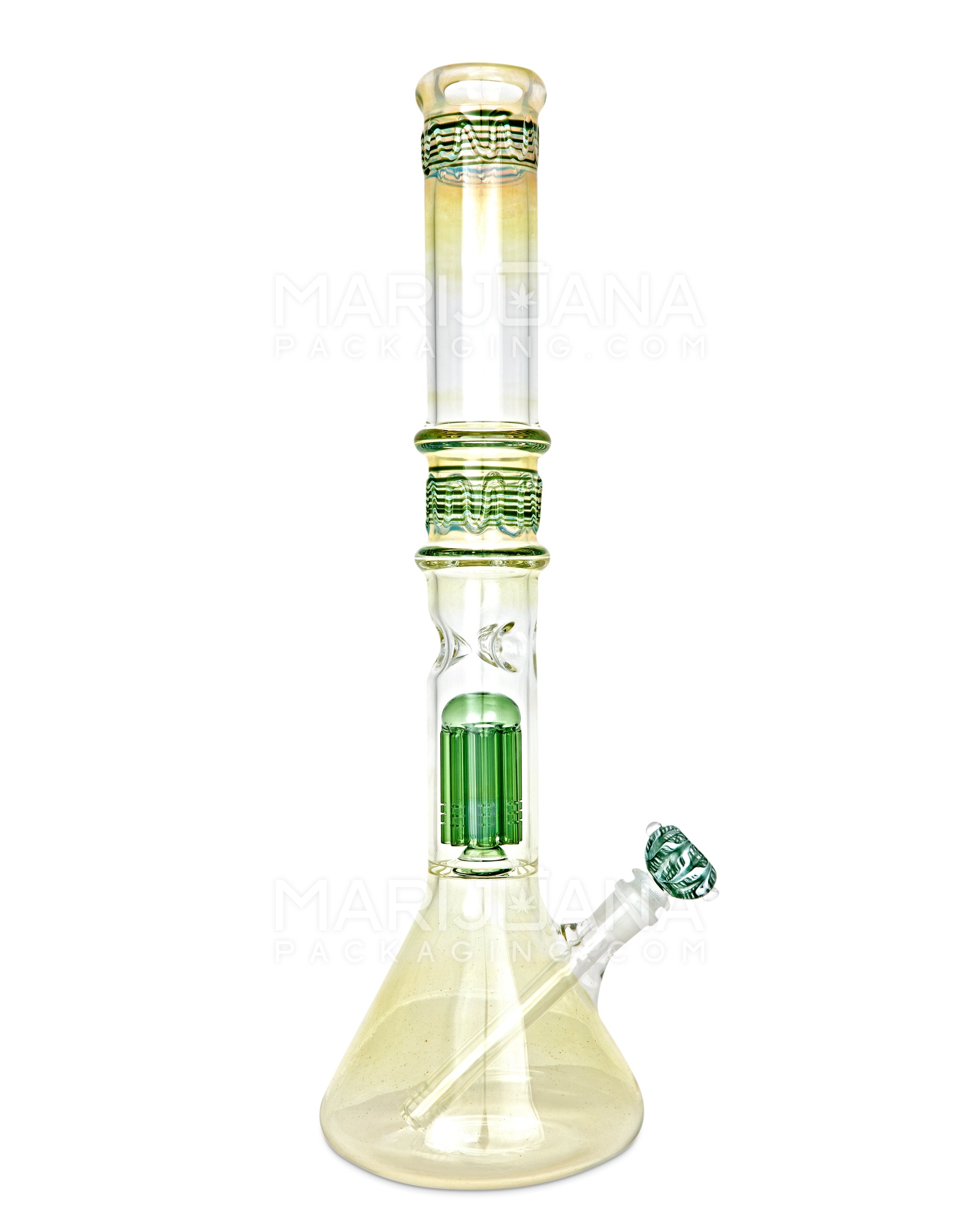 USA Glass | Straight Neck Tree Perc Fumed Glass Beaker Water Pipe w/ Ice Catcher | 18in Tall - 18mm Bowl - Assorted - 8