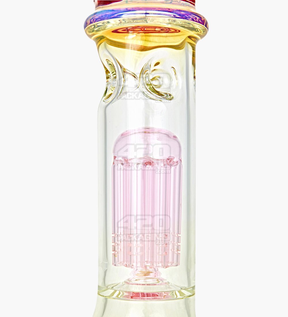 USA Glass Straight Neck Tree Perc Fumed Glass Beaker Water Pipe w/ Ice Catcher | 18in Tall - 18mm Bowl - Assorted - 5