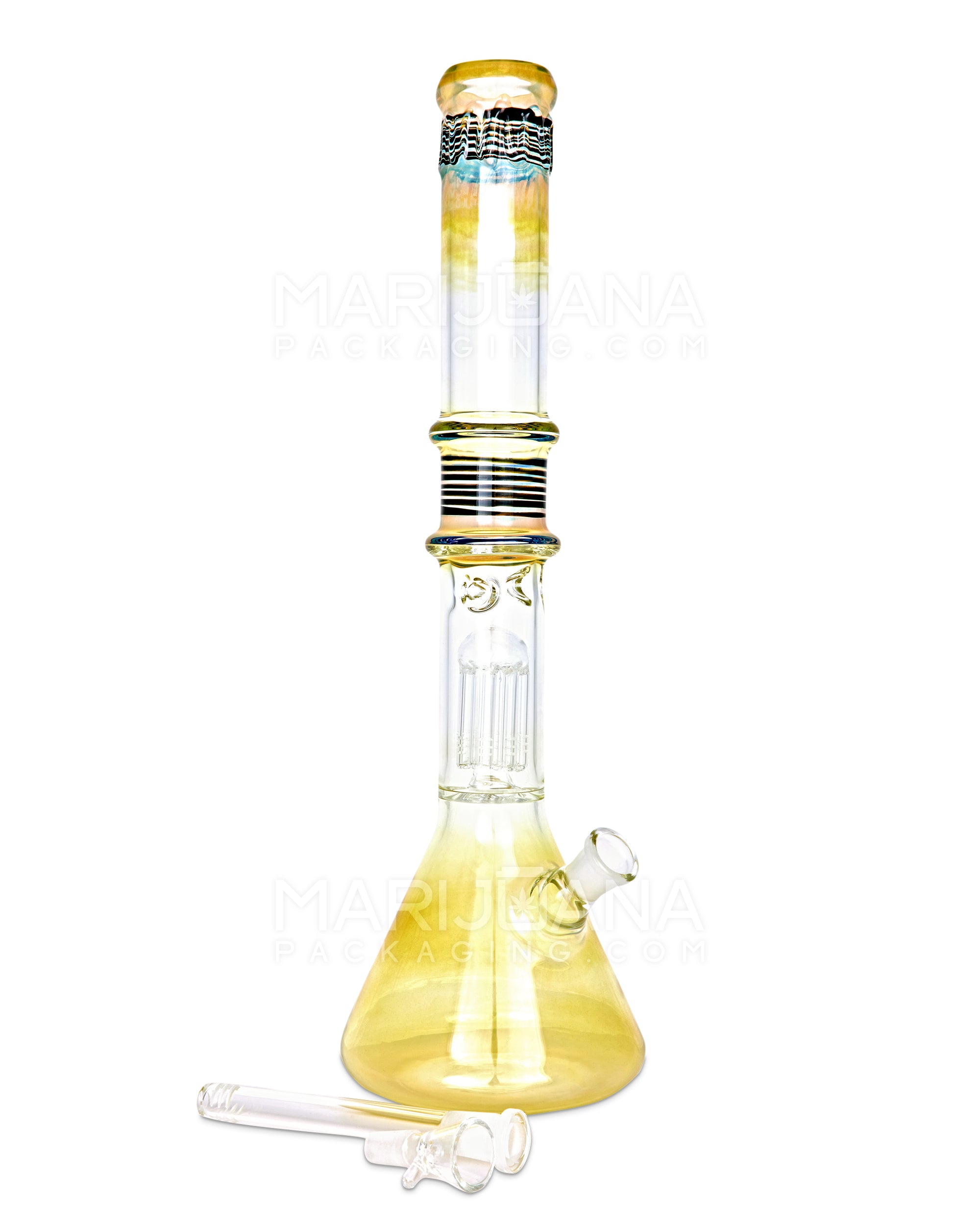 USA Glass | Straight Neck Tree Perc Fumed Glass Beaker Water Pipe w/ Ice Catcher | 18in Tall - 18mm Bowl - Black - 2