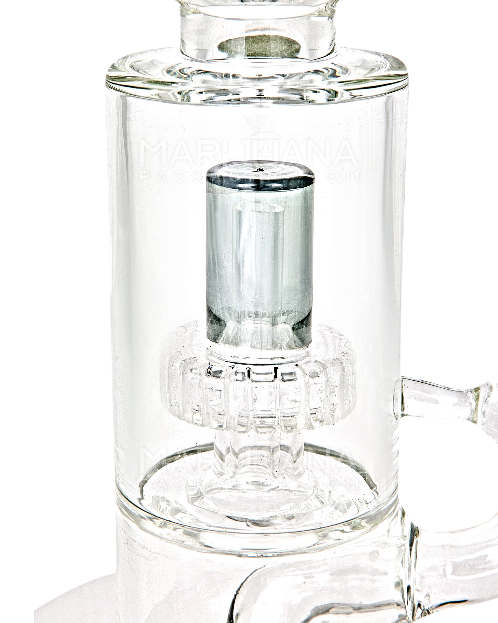 Double Chamber | Bent Neck Showerhead Perc Glass Beaker Water Pipe w/ Thick Base | 12in Tall - 18mm Bowl - Smoke - 2