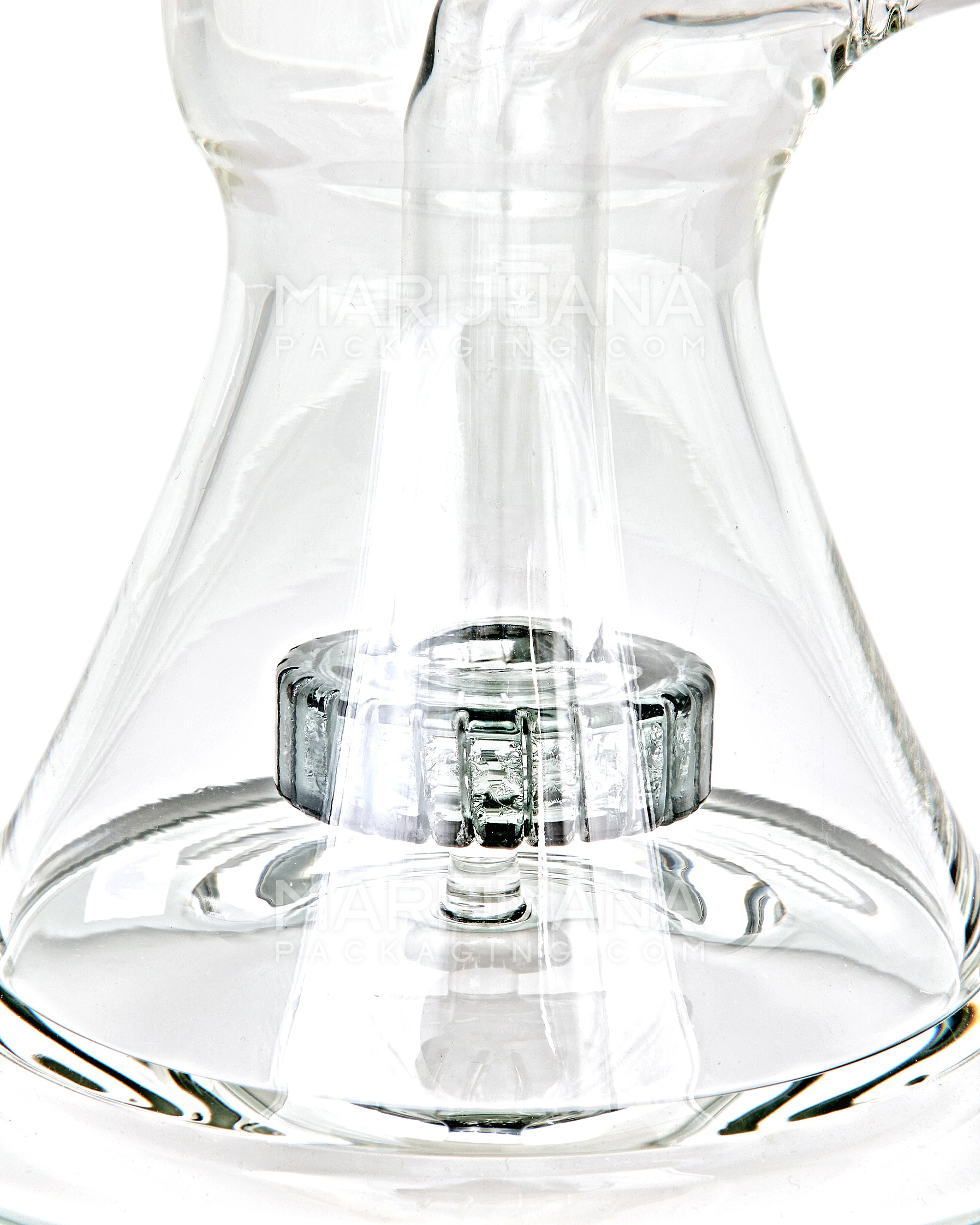 Double Chamber | Bent Neck Showerhead Perc Glass Beaker Water Pipe w/ Thick Base | 12in Tall - 18mm Bowl - Smoke - 3