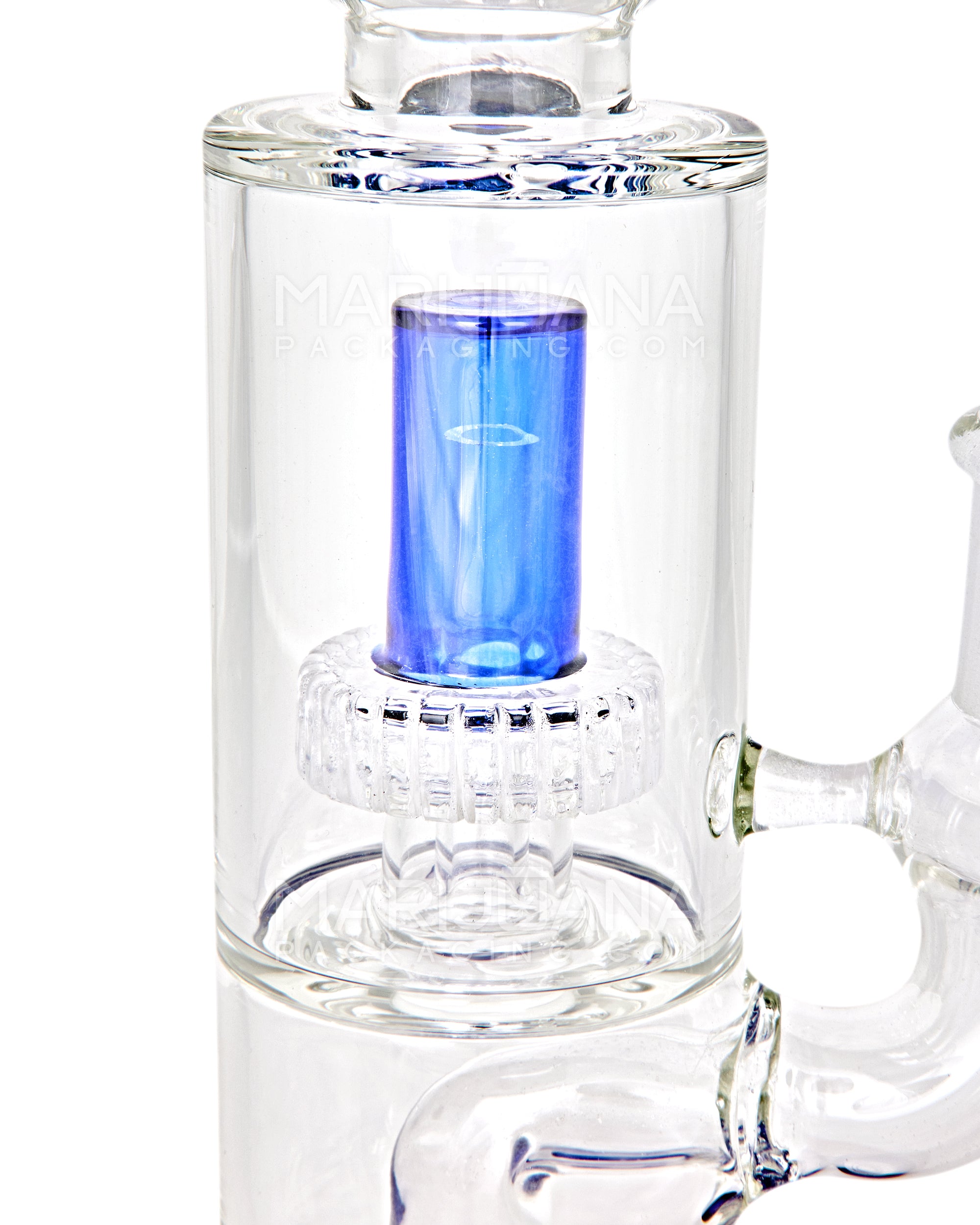 Double Chamber | Bent Neck Showerhead Perc Glass Beaker Water Pipe w/ Thick Base | 12in Tall - 18mm Bowl - Blue - 2