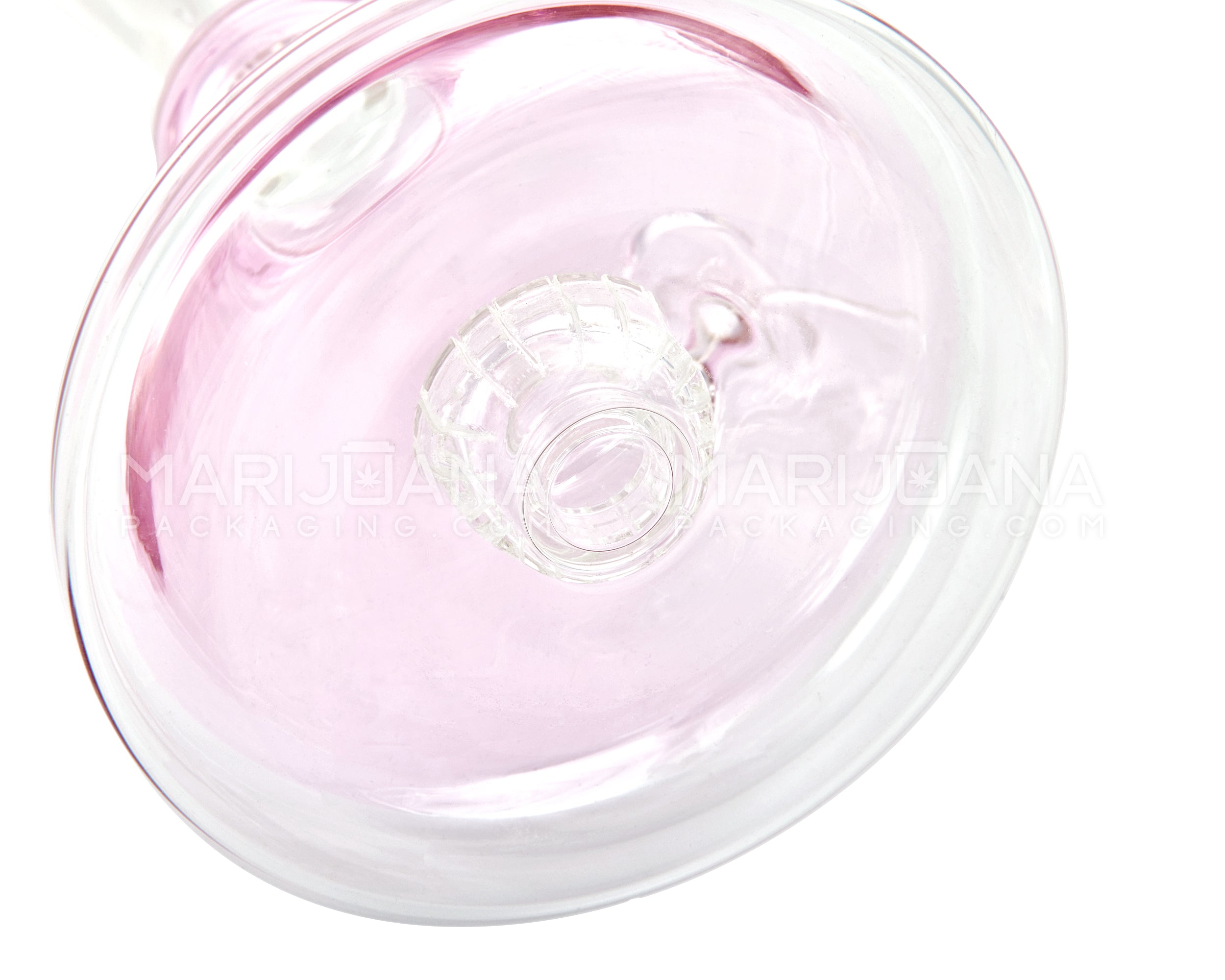 Bent Neck Showerhead Percolator Glass Beaker Water Pipe | 10in Tall - 14mm Bowl - Pink - 5