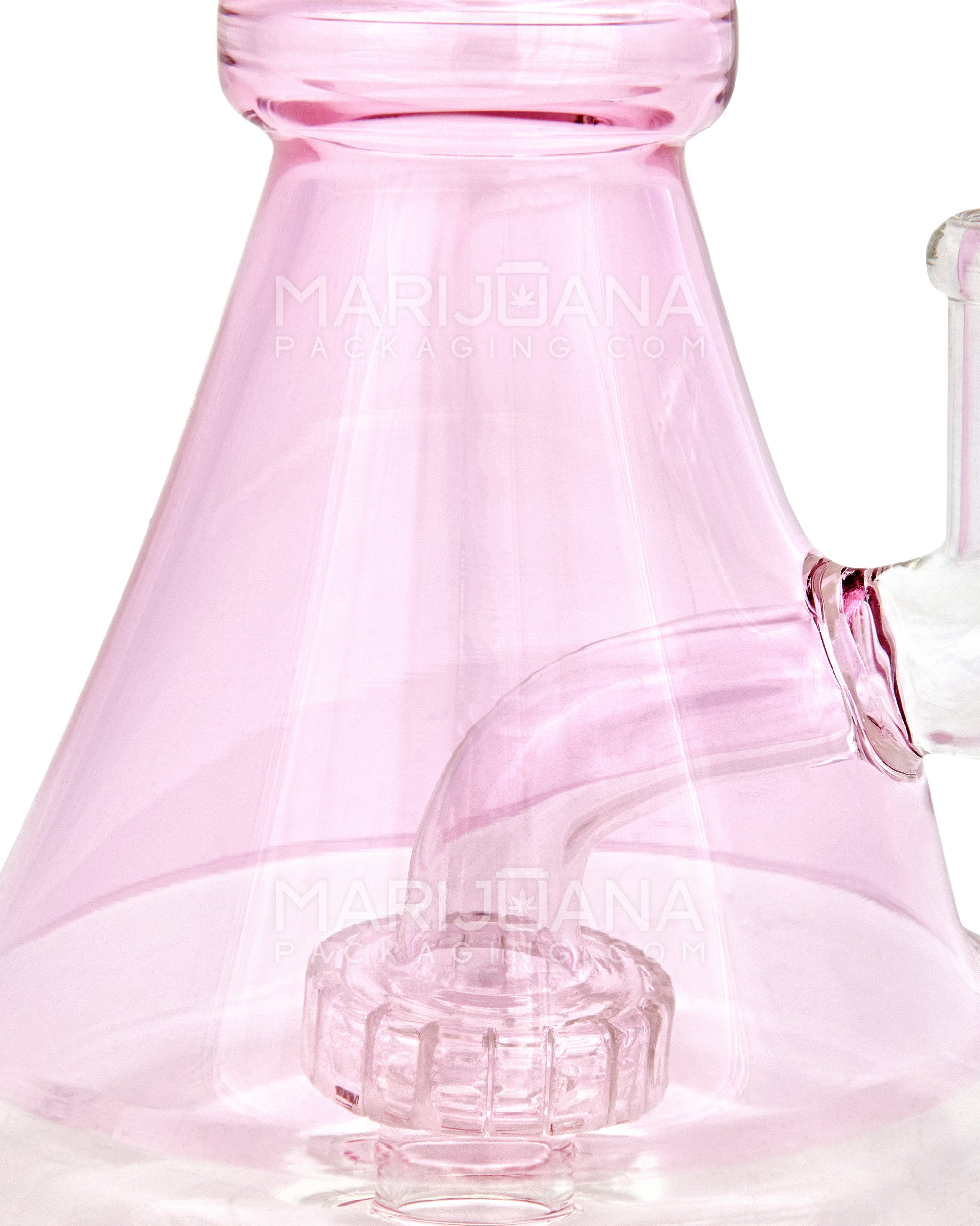 Bent Neck Showerhead Percolator Glass Beaker Water Pipe | 10in Tall - 14mm Bowl - Pink - 4