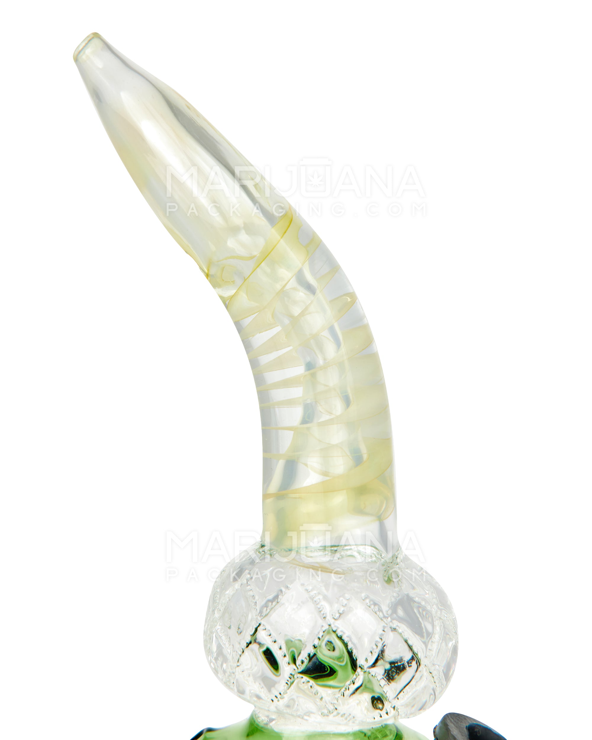 Bent Neck Glass Egg Water Pipe | 6in Tall - Grommet Bowl - Green - 4
