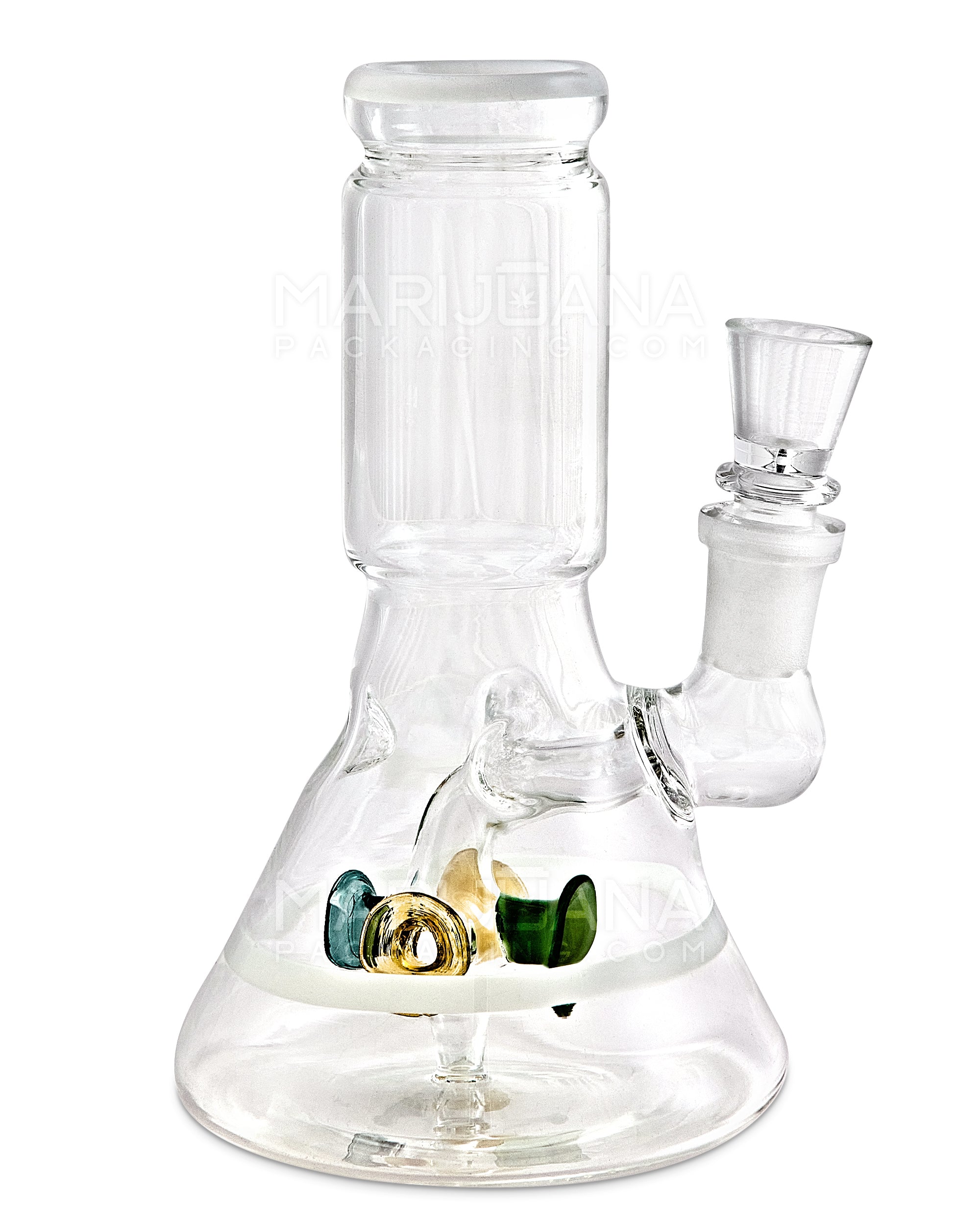 Straight Neck Megaphone Perc Glass Beaker Water Pipe w/ Ice Catcher | 6in Tall - 14mm Bowl - White - 1