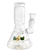 Straight Neck Megaphone Perc Glass Beaker Water Pipe w/ Ice Catcher | 6in Tall - 14mm Bowl - White