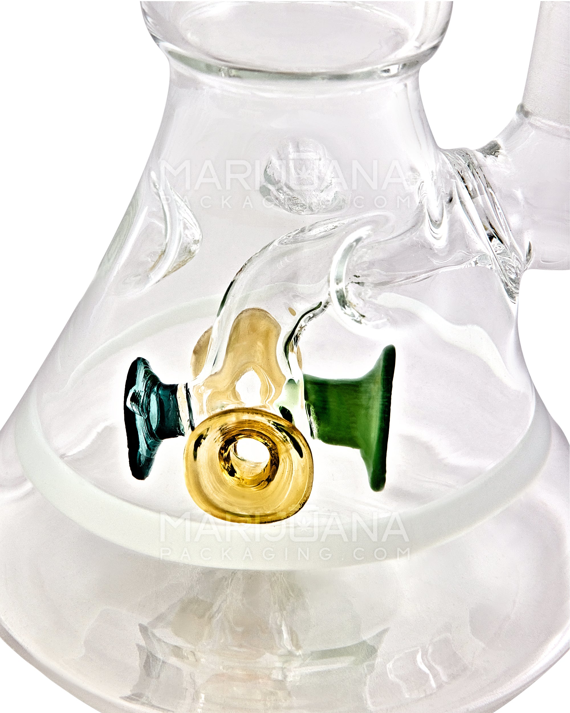 Straight Neck Megaphone Perc Glass Beaker Water Pipe w/ Ice Catcher | 6in Tall - 14mm Bowl - White - 3