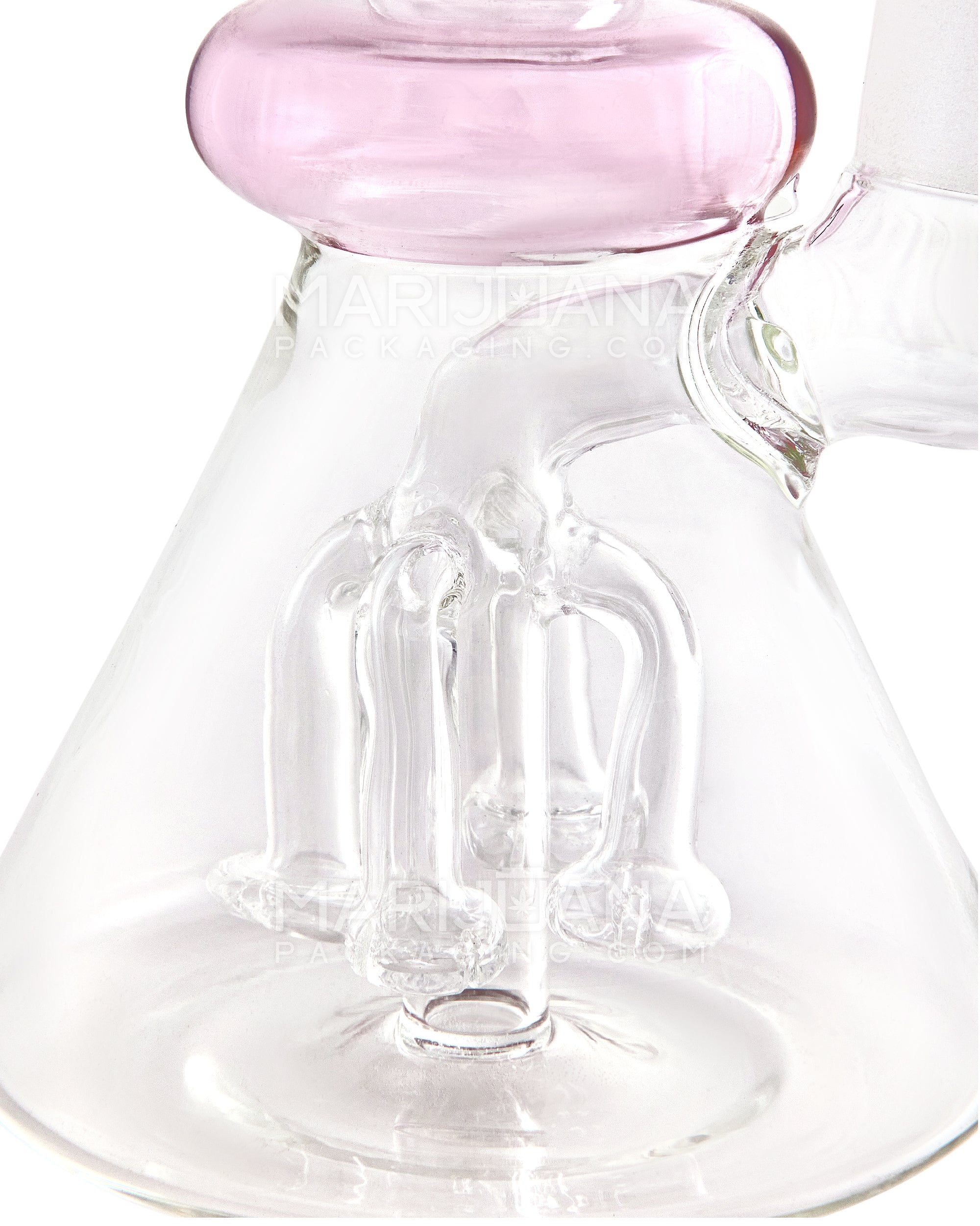 Bent Neck Fruit-Tree Perc Glass Beaker Water Pipe | 8in Tall - 14mm Bowl - Pink - 3
