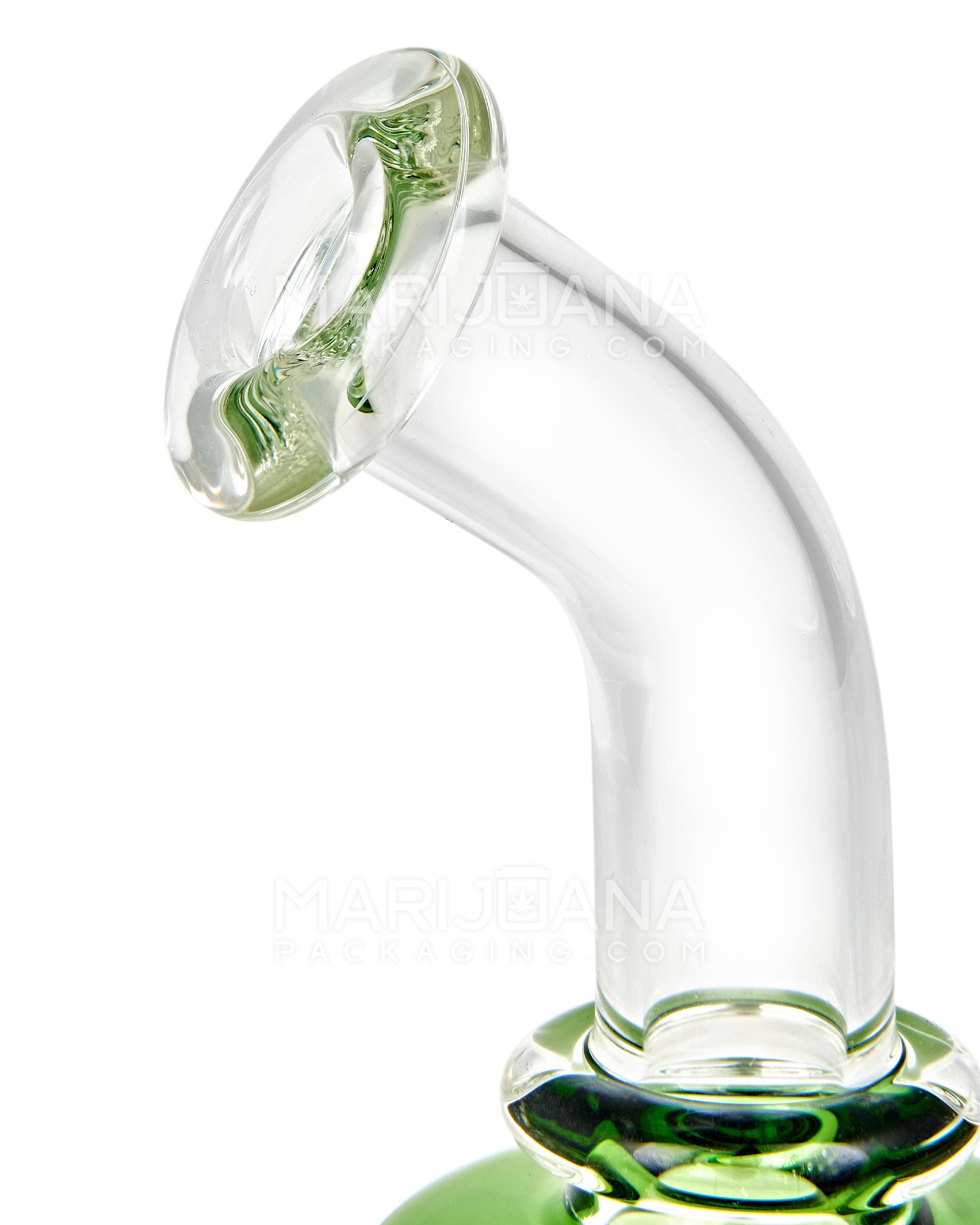 Bent Neck Diffused Perc Glass Water Pipe w/ Recycler | 8in Tall - 14mm Bowl - Green - 5