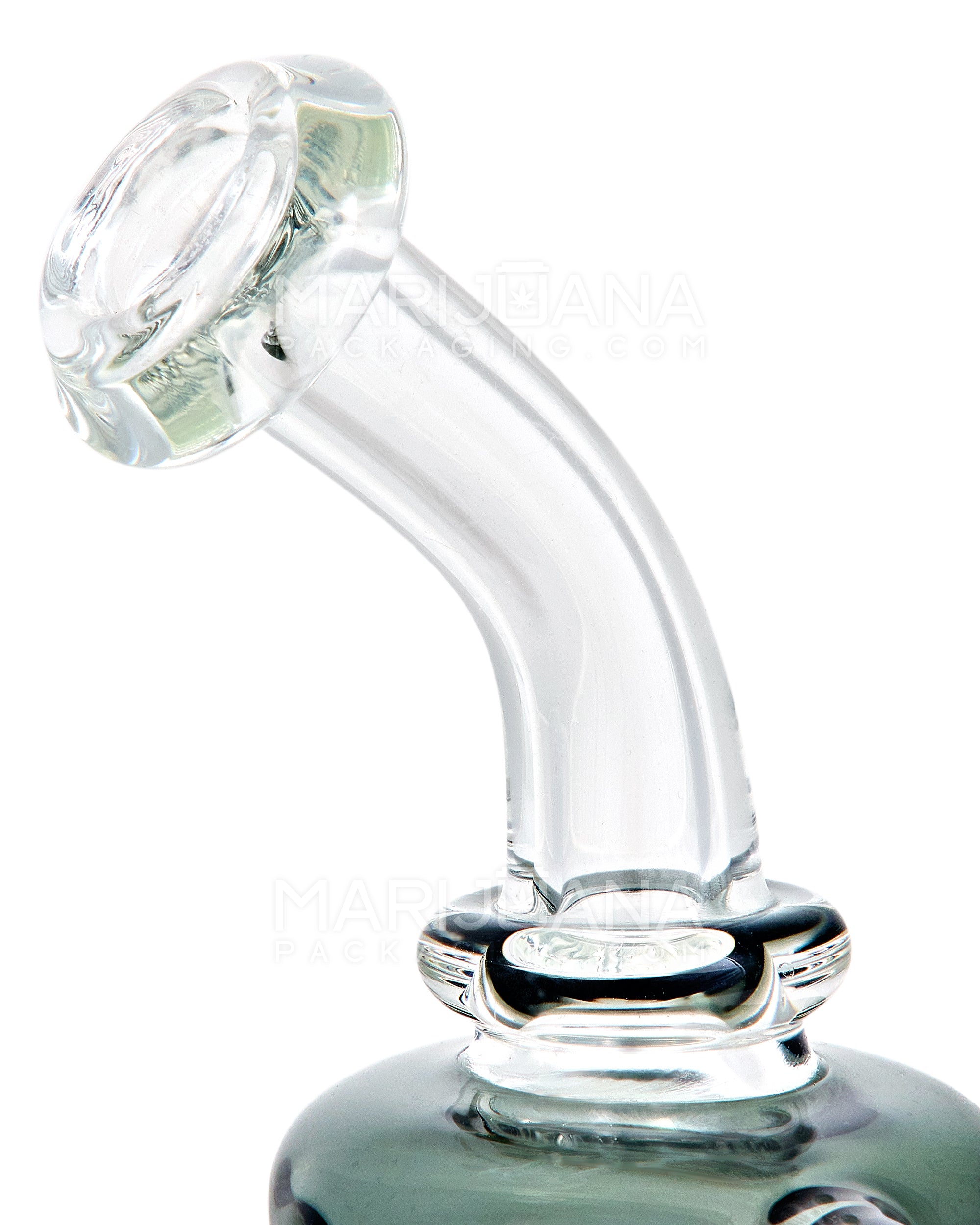 Bent Neck Diffused Perc Glass Water Pipe w/ Recycler | 8in Tall - 14mm Bowl - Black - 6