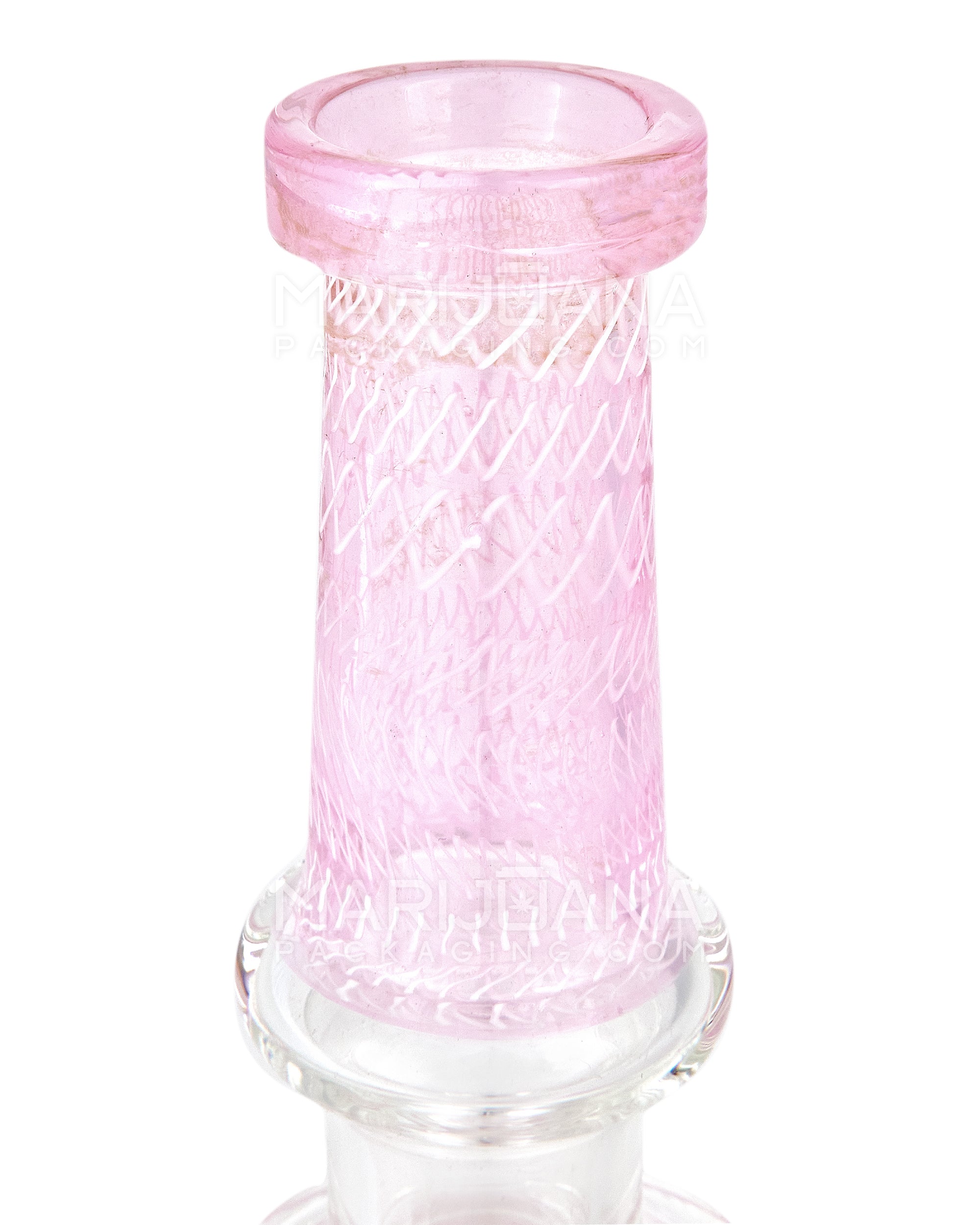 Straight Neck Honeycomb Perc Zanfirico Glass Water Pipe w/ Ice Catcher | 11in Tall - 14mm Bowl - Pink - 4