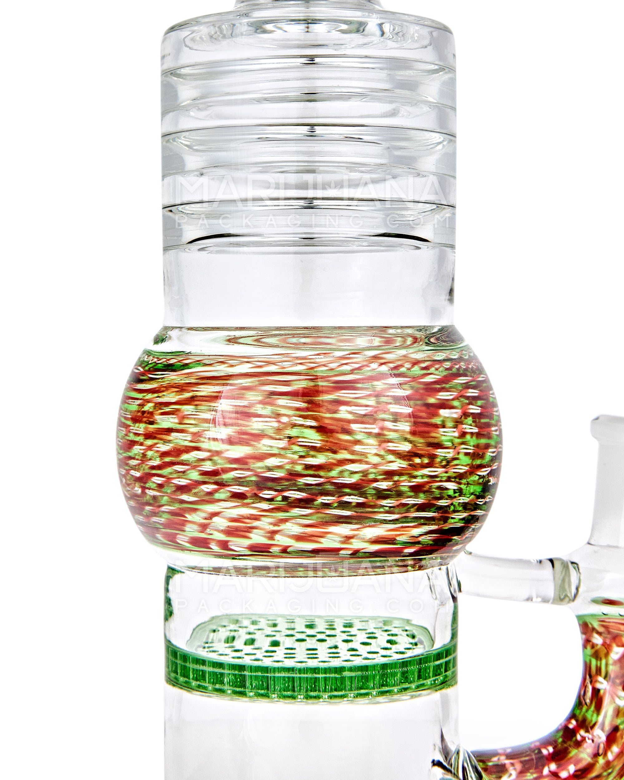 Straight Neck Honeycomb Perc Zanfirico Glass Water Pipe w/ Ice Catcher | 11in Tall - 14mm Bowl - Mixed - 5
