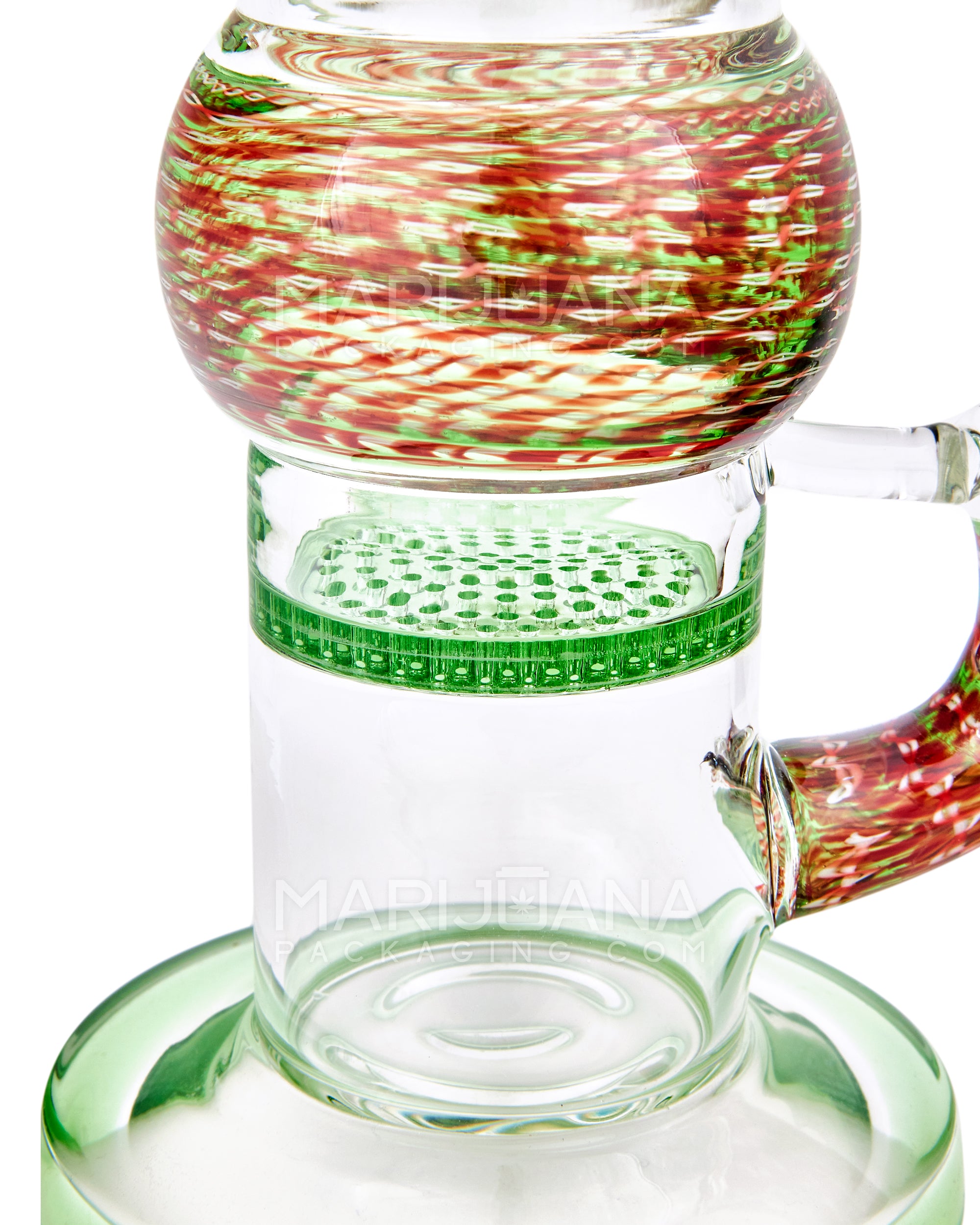 Straight Neck Honeycomb Perc Zanfirico Glass Water Pipe w/ Ice Catcher | 11in Tall - 14mm Bowl - Mixed - 3