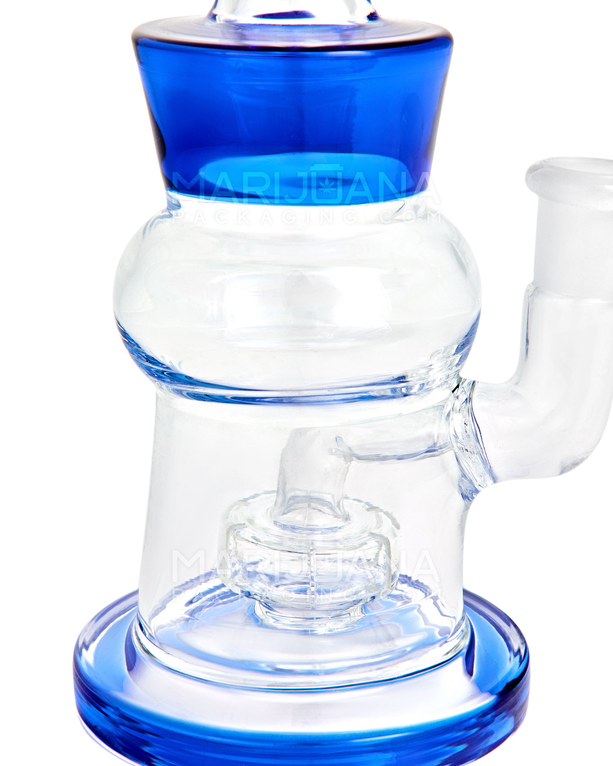 Straight Neck Showerhead Perc Glass Blunted Cone Water Pipe w/ Thick Base | 8in Tall - 14mm Bowl - Blue - 3