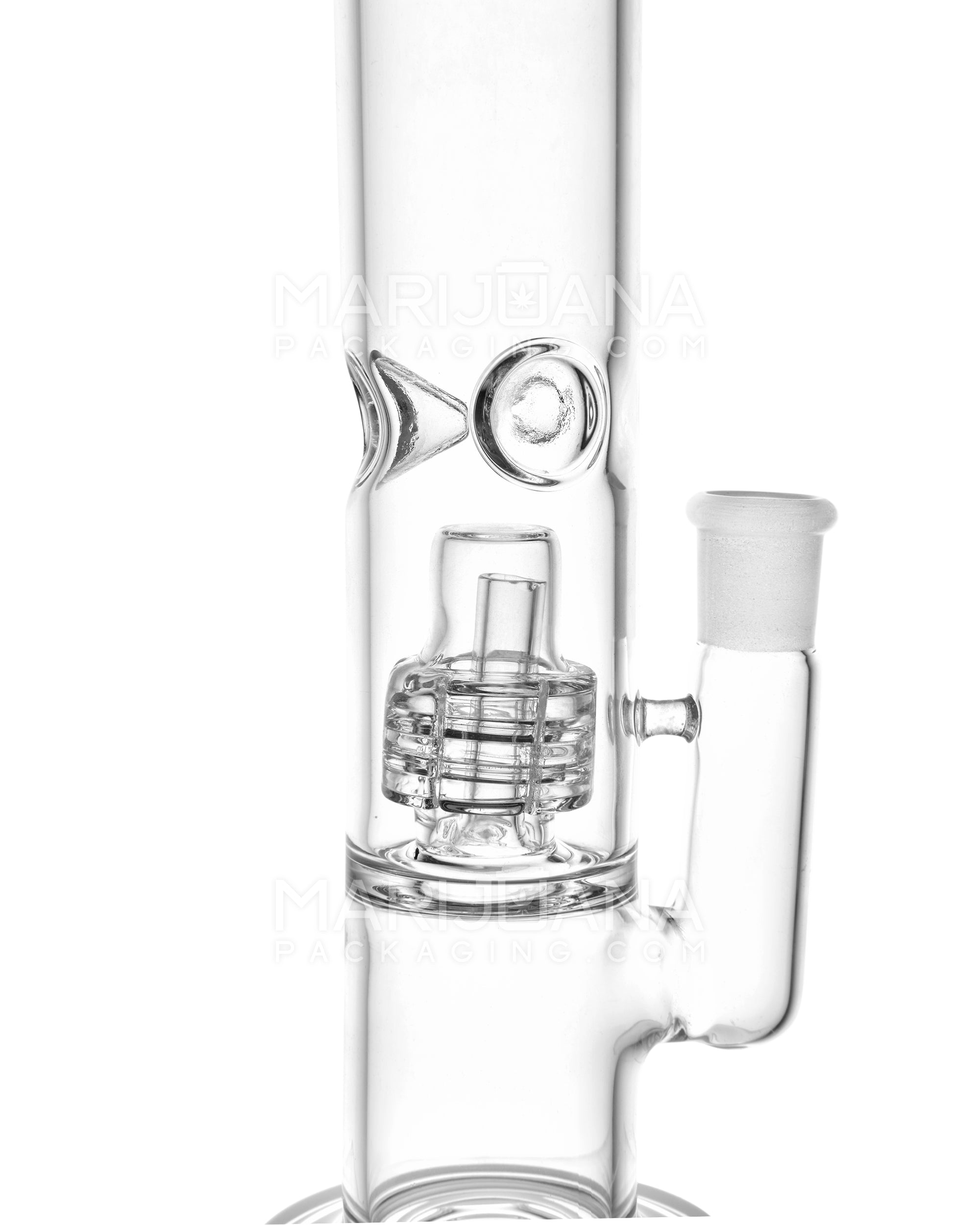 Double Chamber | Straight Neck Matrix Perc Glass Water Pipe w/ Ice Catcher & Thick Base | 8in Tall - 14mm Bowl - Slime - 3