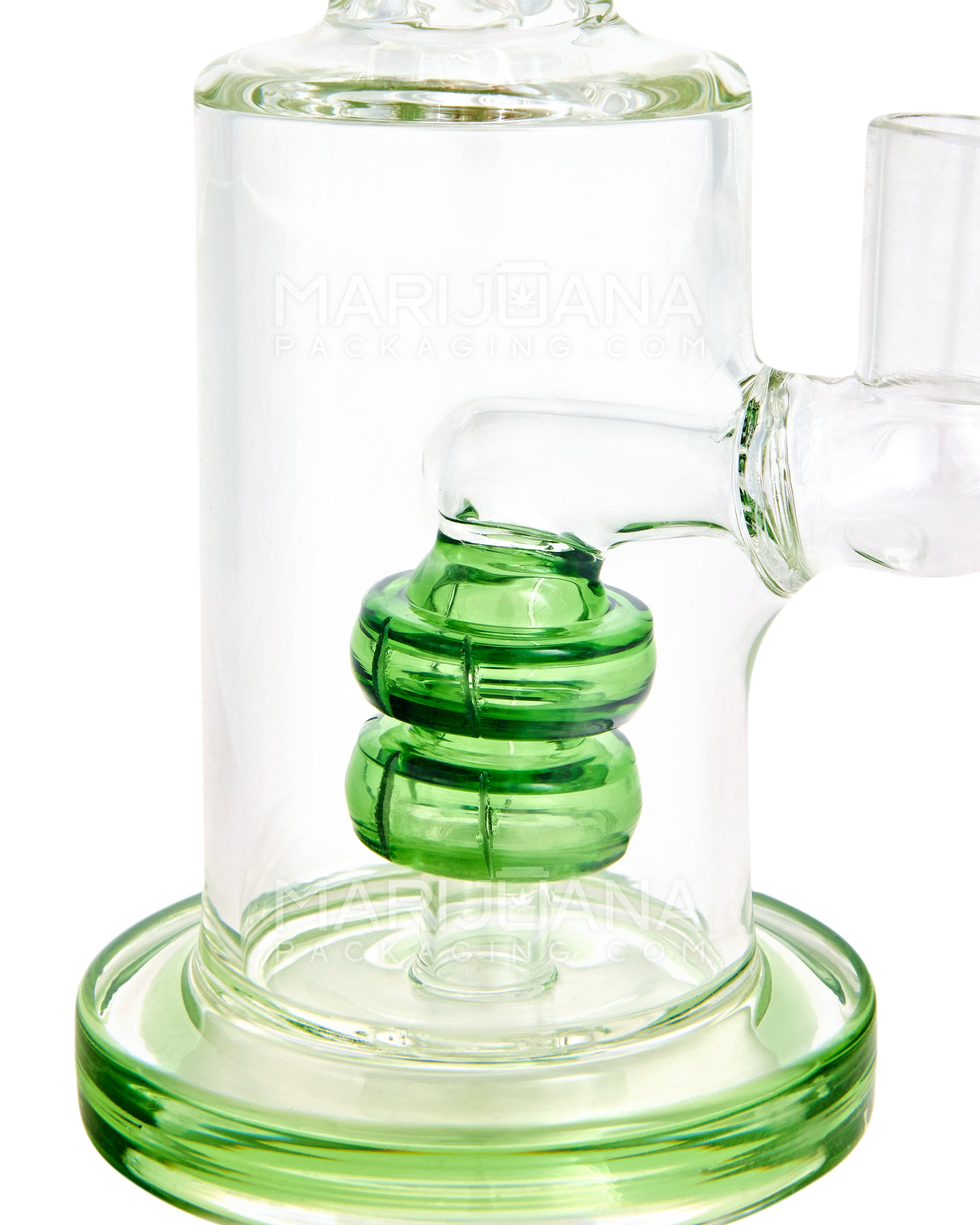 Spiral Neck Matrix Perc Glass Water Pipe w/ Thick Base | 8in Tall - 14mm Bowl - Green - 3