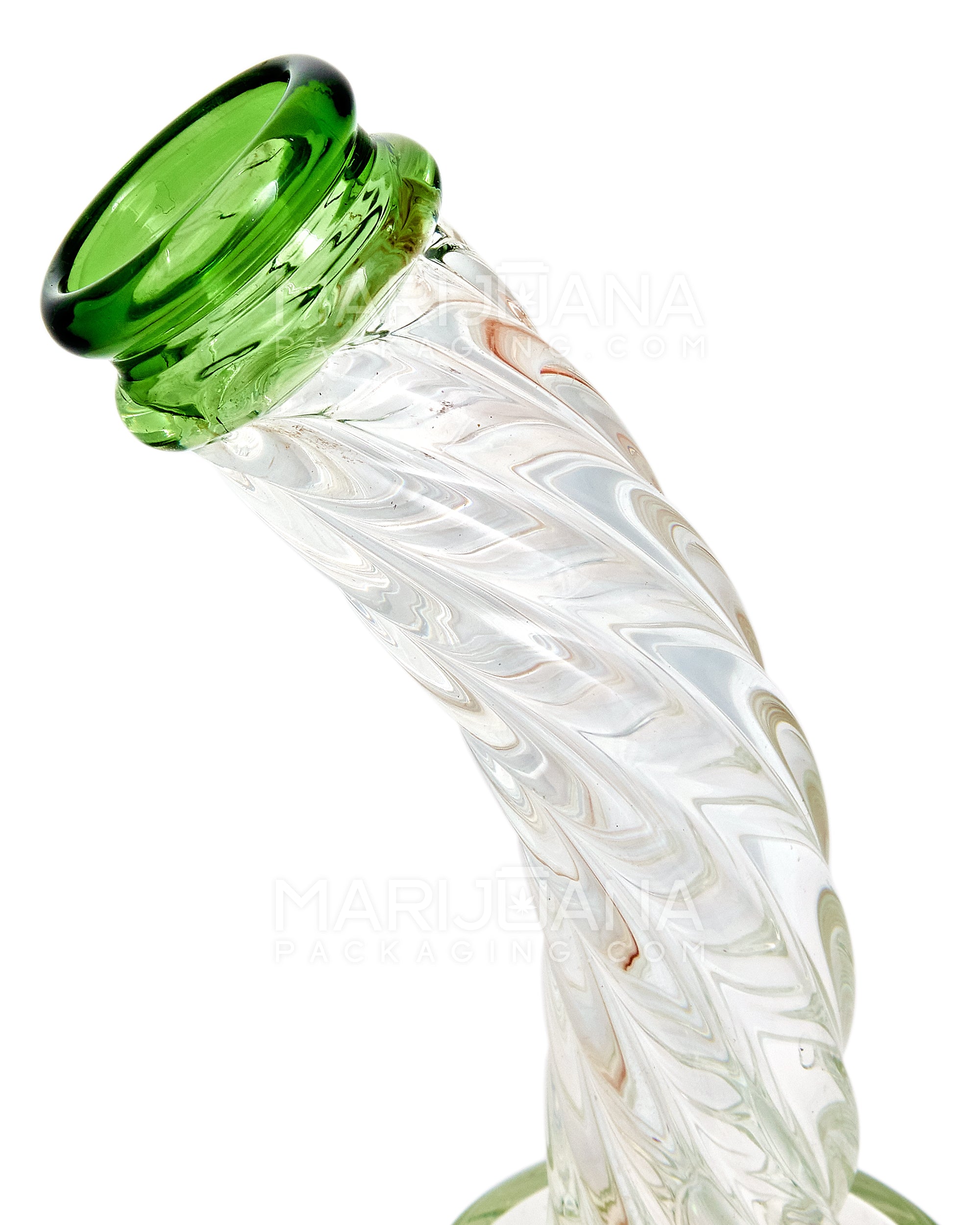 Spiral Neck Matrix Perc Glass Water Pipe w/ Thick Base | 8in Tall - 14mm Bowl - Green - 4