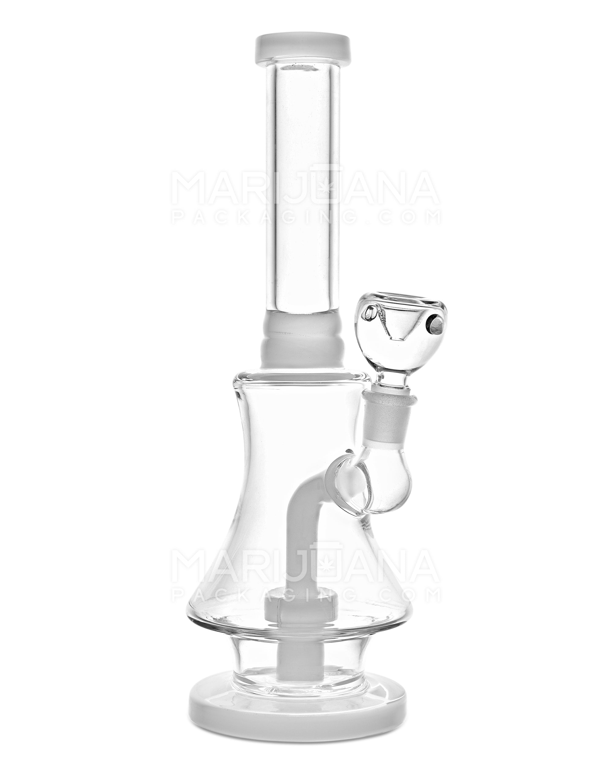 Straight Neck Showerhead Perc Glass Bell Water Pipe | 10in Tall - 14mm Bowl - White - 4