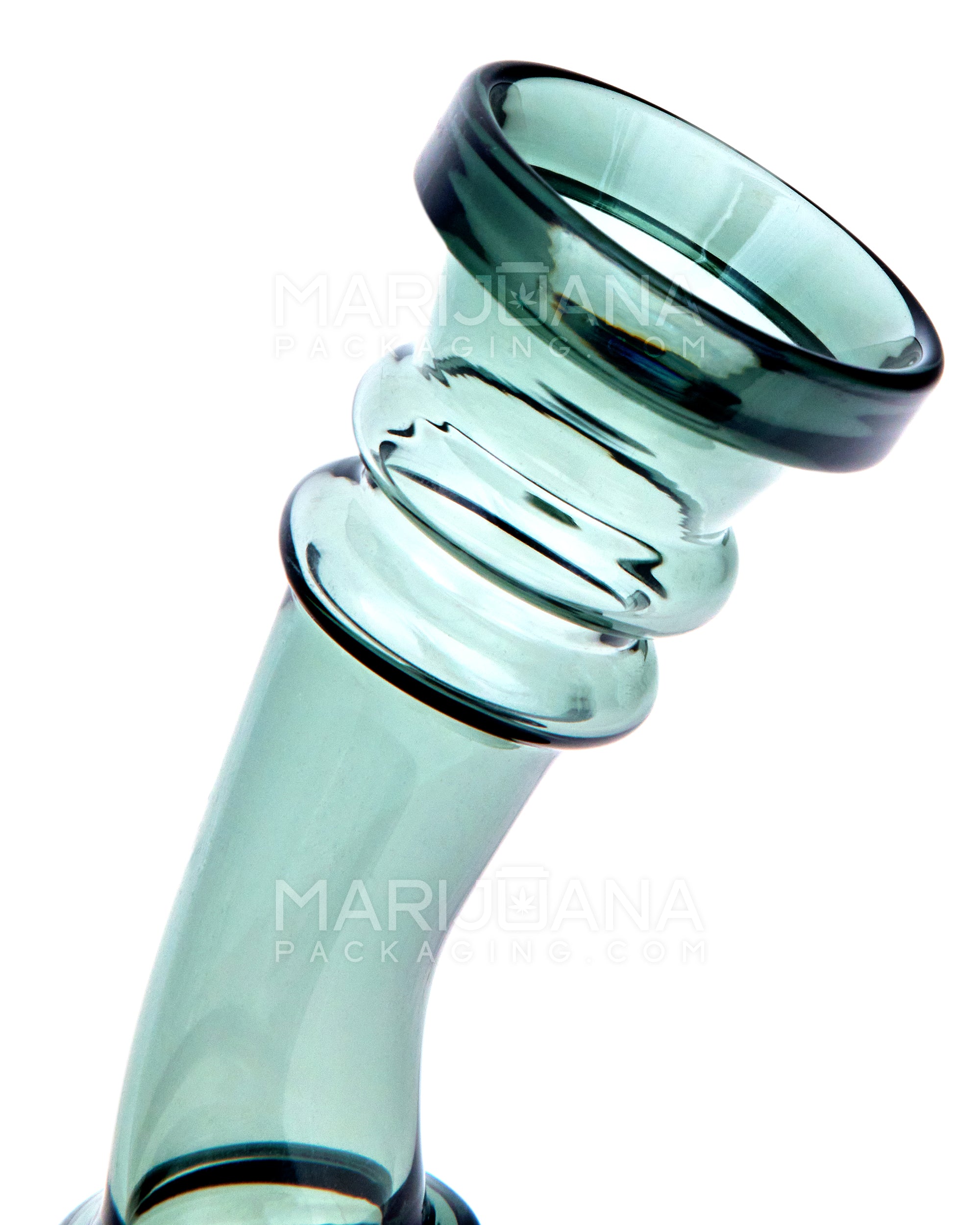 PIT BULL | Ringed Bent Neck Circ Perc Glass Water Pipe w/ Thick Base | 6.5in Tall - 14mm Bowl - Smoked Teal - 4