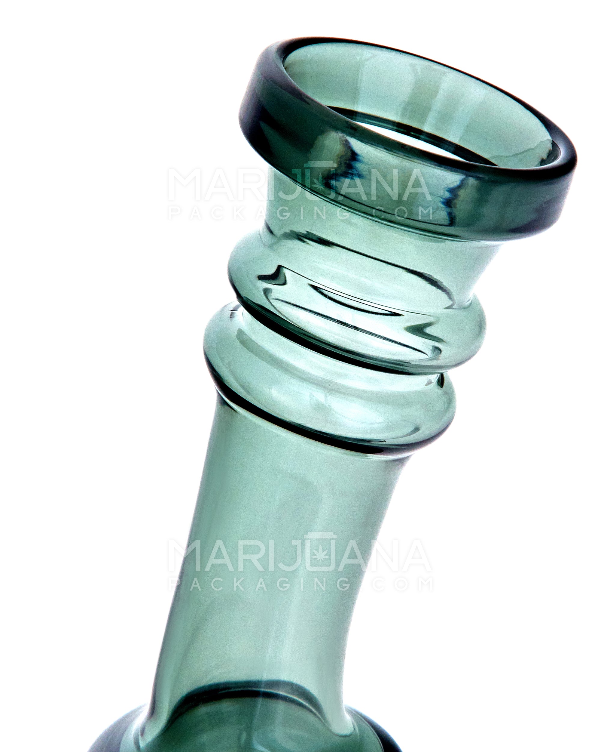PIT BULL | Ringed Bent Neck Circ Perc Glass Beaker Water Pipe | 6.5in Tall - 14mm Bowl - Smoked Teal - 4