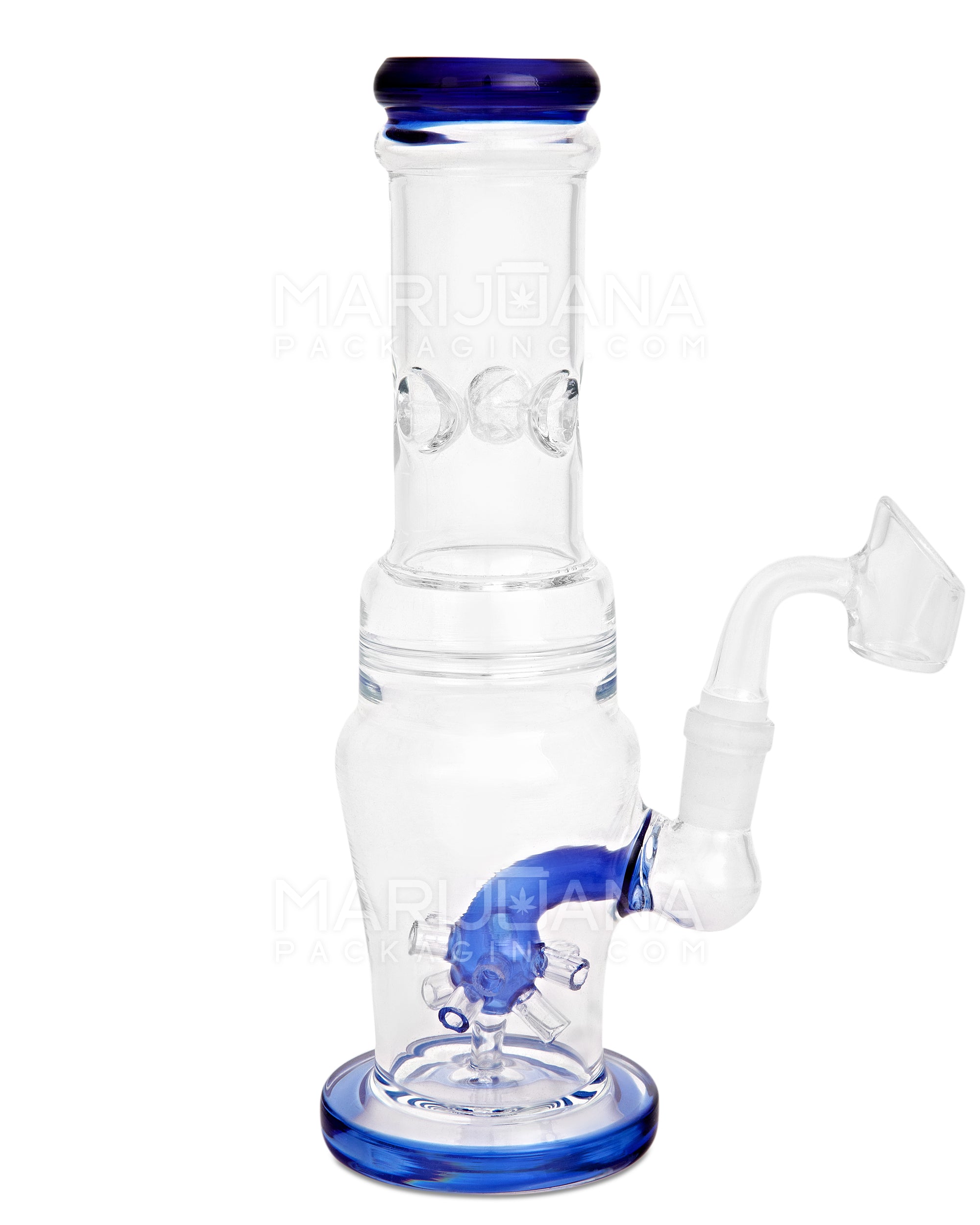 Straight Neck Atomic Perc Dab Rig w/ Ice Catcher & Thick Base | 10in Tall - 14mm Banger - Blue - 1
