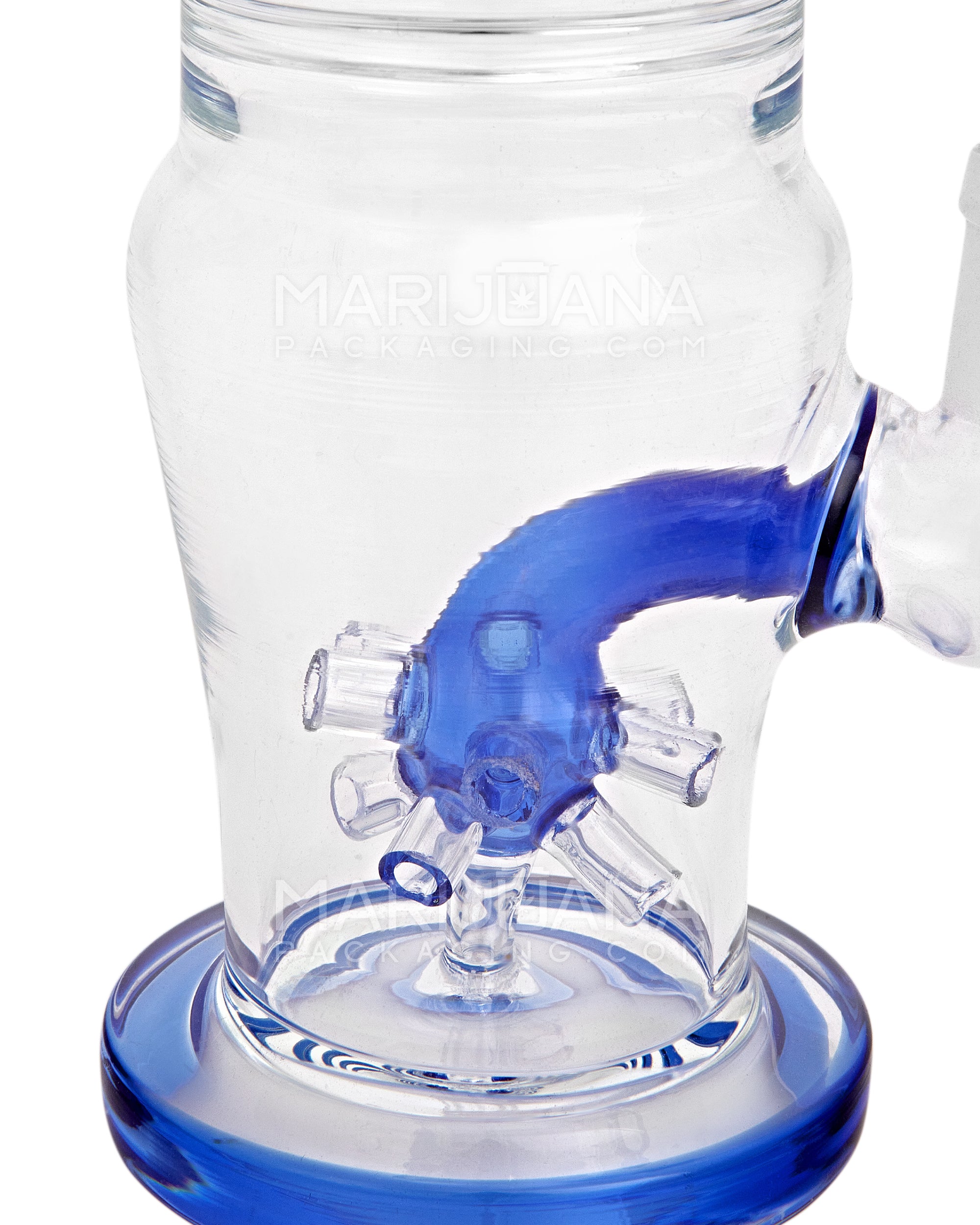 Straight Neck Atomic Perc Dab Rig w/ Ice Catcher & Thick Base | 10in Tall - 14mm Banger - Blue - 3