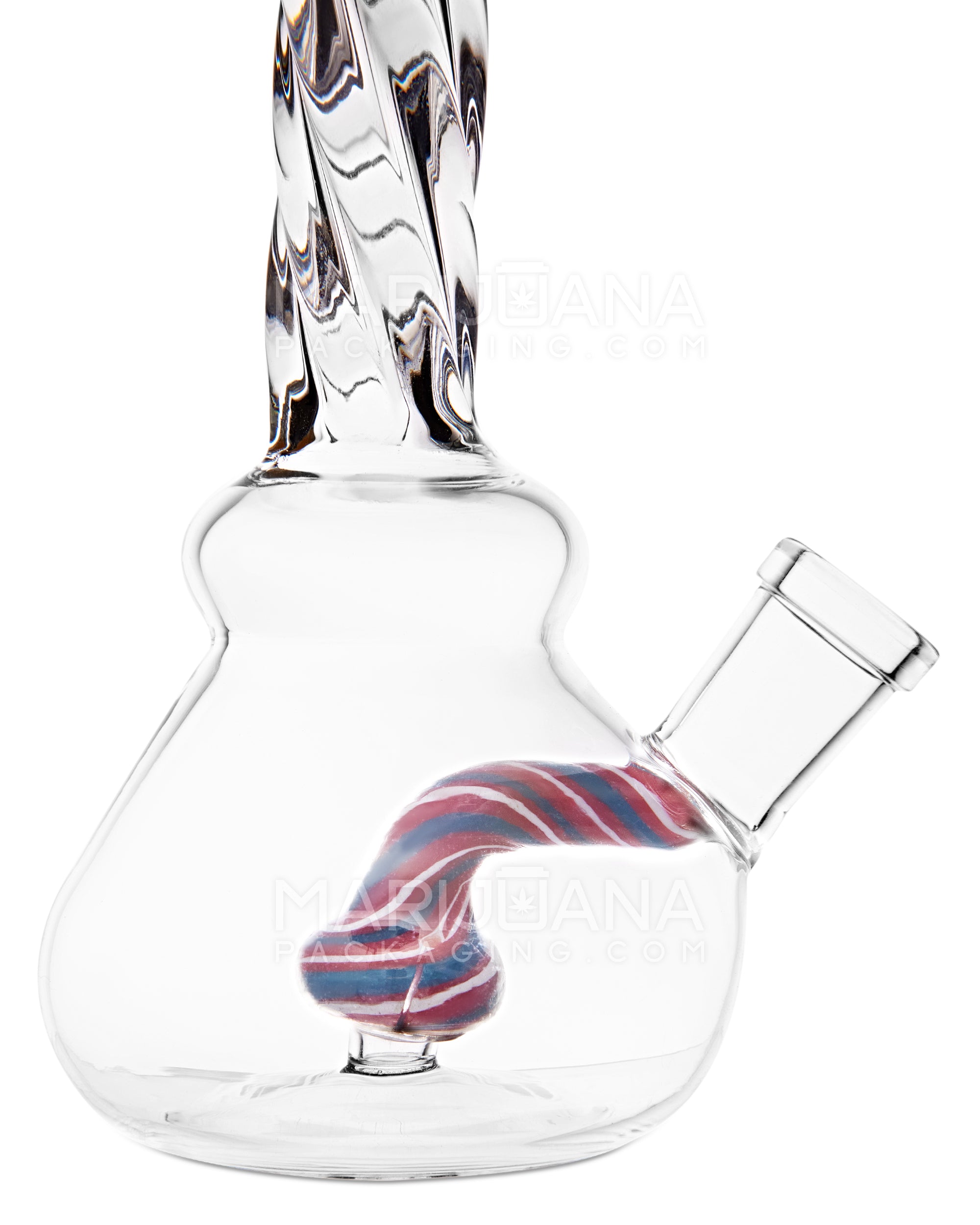 Spiral Neck Painted Circ Perc Glass Beaker Water Pipe | 6in Tall - 14mm Bowl - Yellow - 4